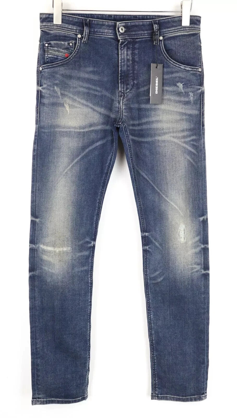 DIESEL Krayver R78U6 vyriški džinsai W28/L32 Slim morkų mėlynos spalvos, tamprūs, skalbti 