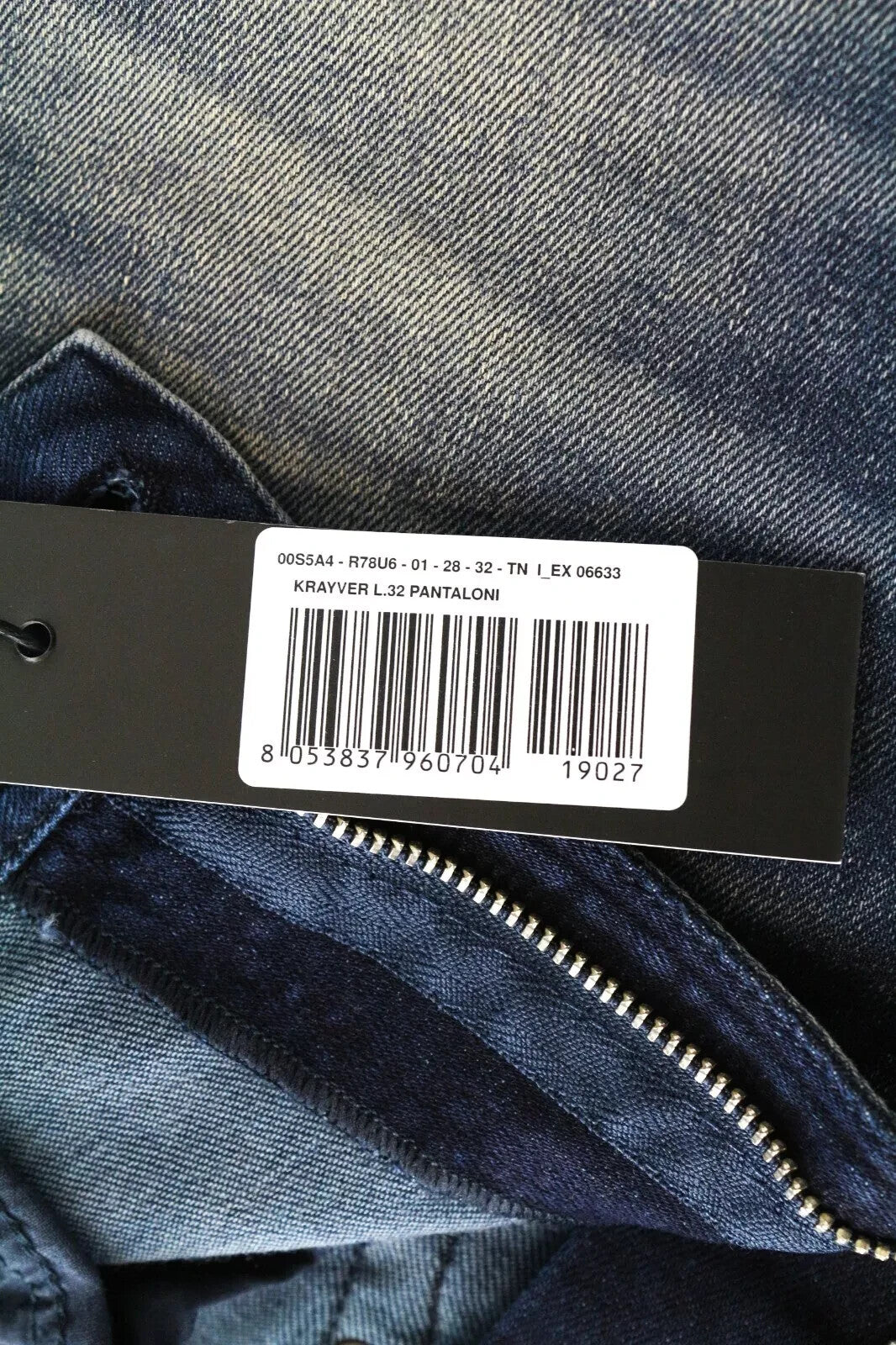 DIESEL Krayver R78U6 vyriški džinsai W28/L32 Slim morkų mėlynos spalvos, tamprūs, skalbti 