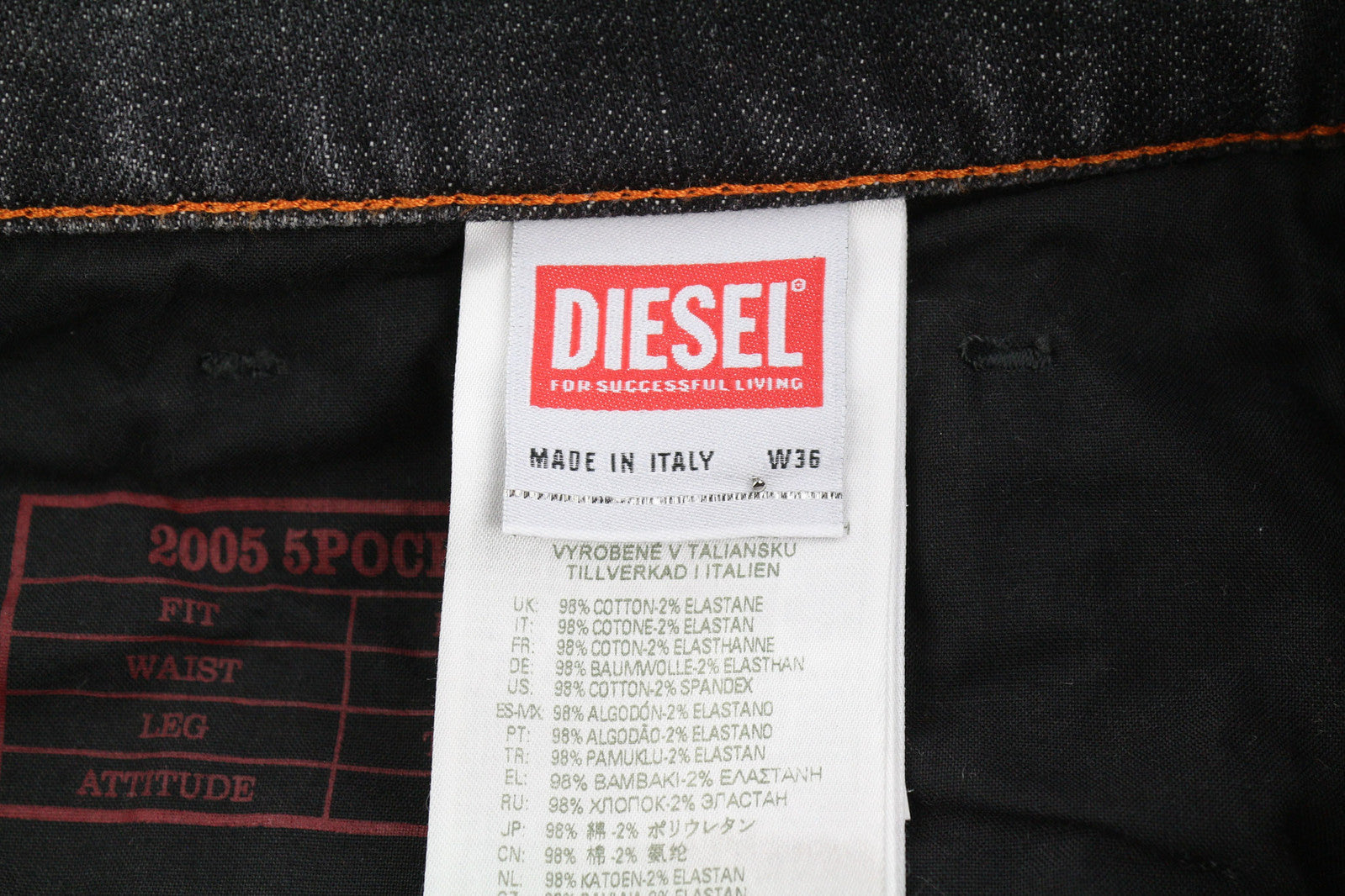 DIESEL 2005 D-Fining 09C75 vyriški džinsai W36/L32 Įprasti, siaurėjantys, vidutinio juosmens, rekomenduojama kaina – 275 € 