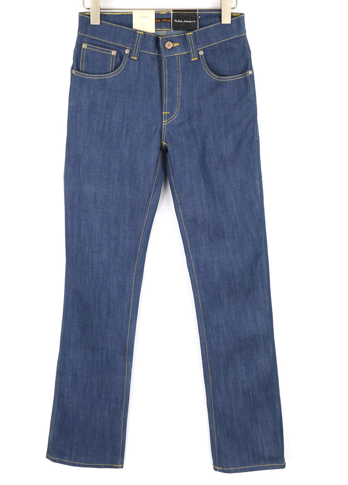 NUDIE Bootcut Barry Men Jeans W30/L34 Blue Revival Dry Button Fly Denim Logo