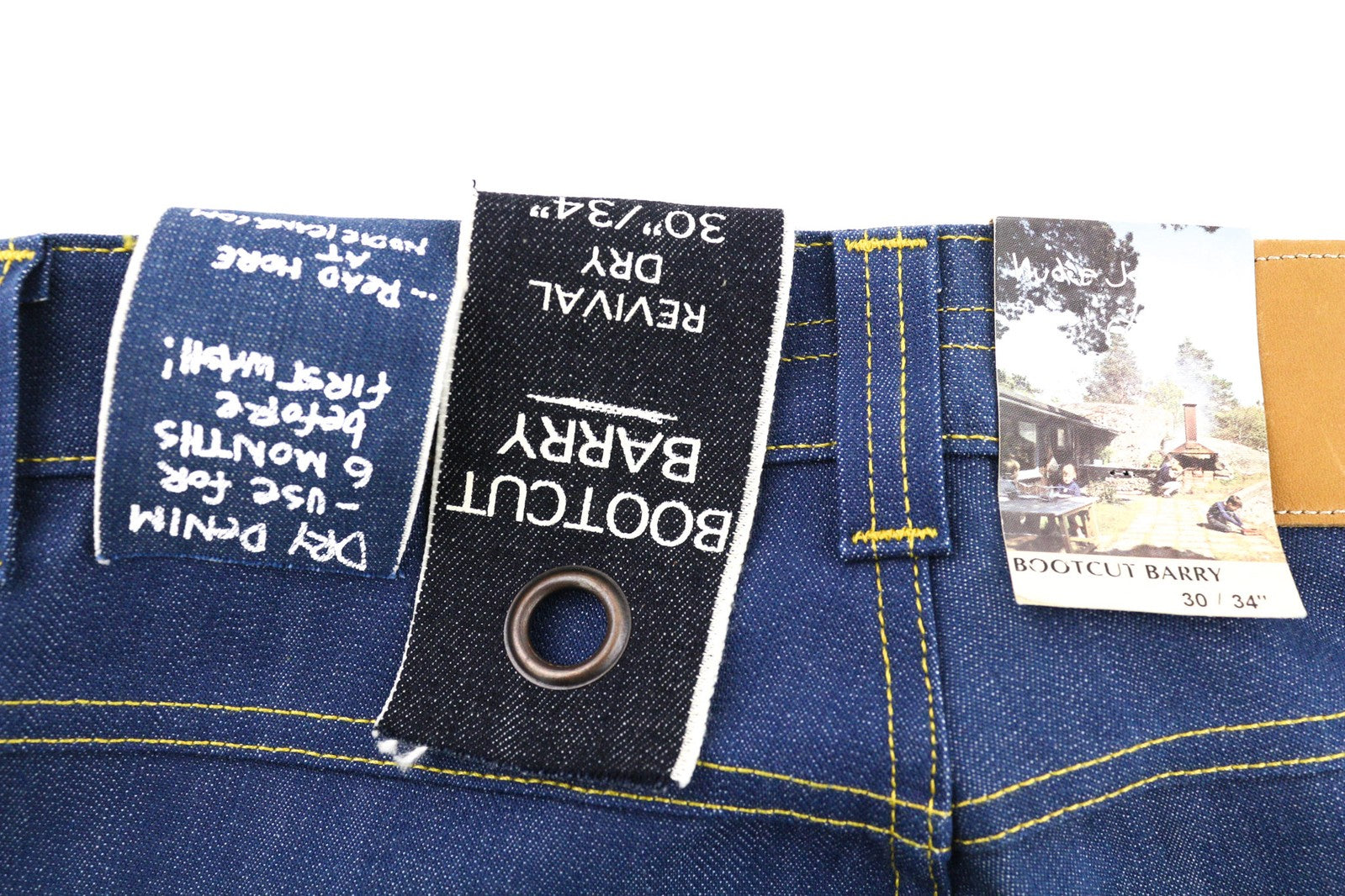 NUDIE Bootcut Barry Men Jeans W30/L34 Blue Revival Dry Button Fly Denim Logo