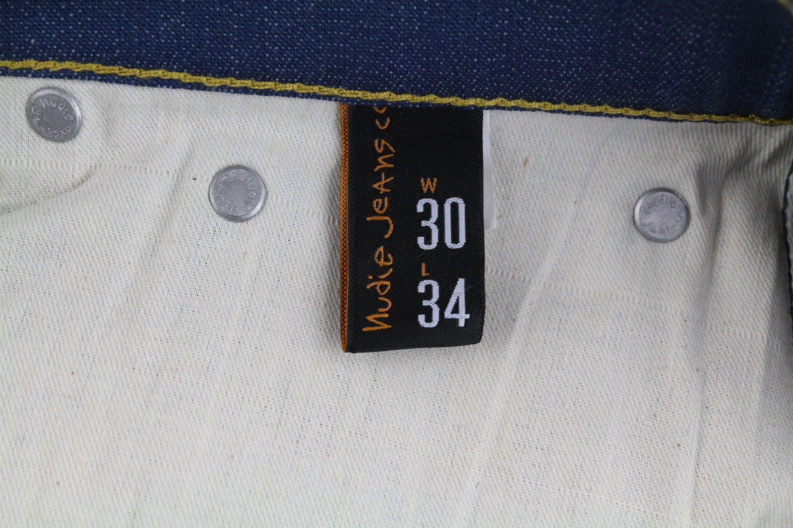 NUDIE Bootcut Barry Men Jeans W30/L34 Blue Revival Dry Button Fly Denim Logo