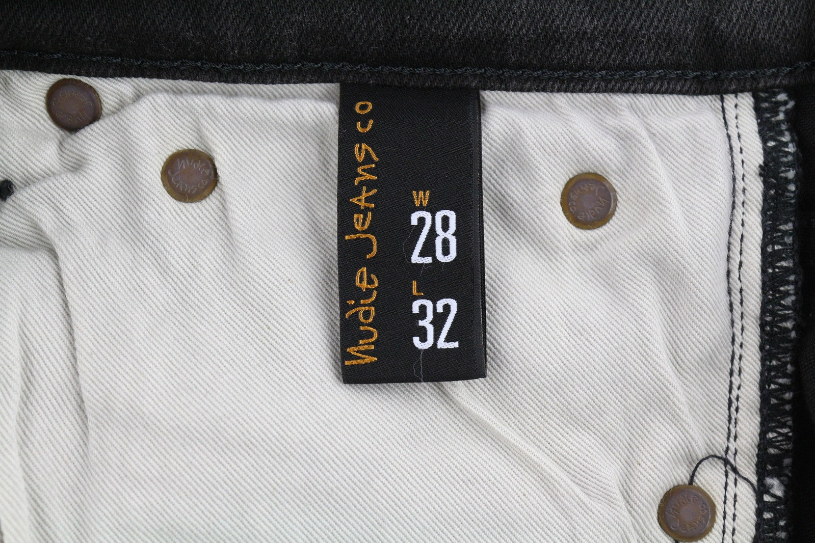 NUDIE Pipe Led Men Jeans W28/L32 Grey Marble Organic Skinny Fit Washed Zip Logo