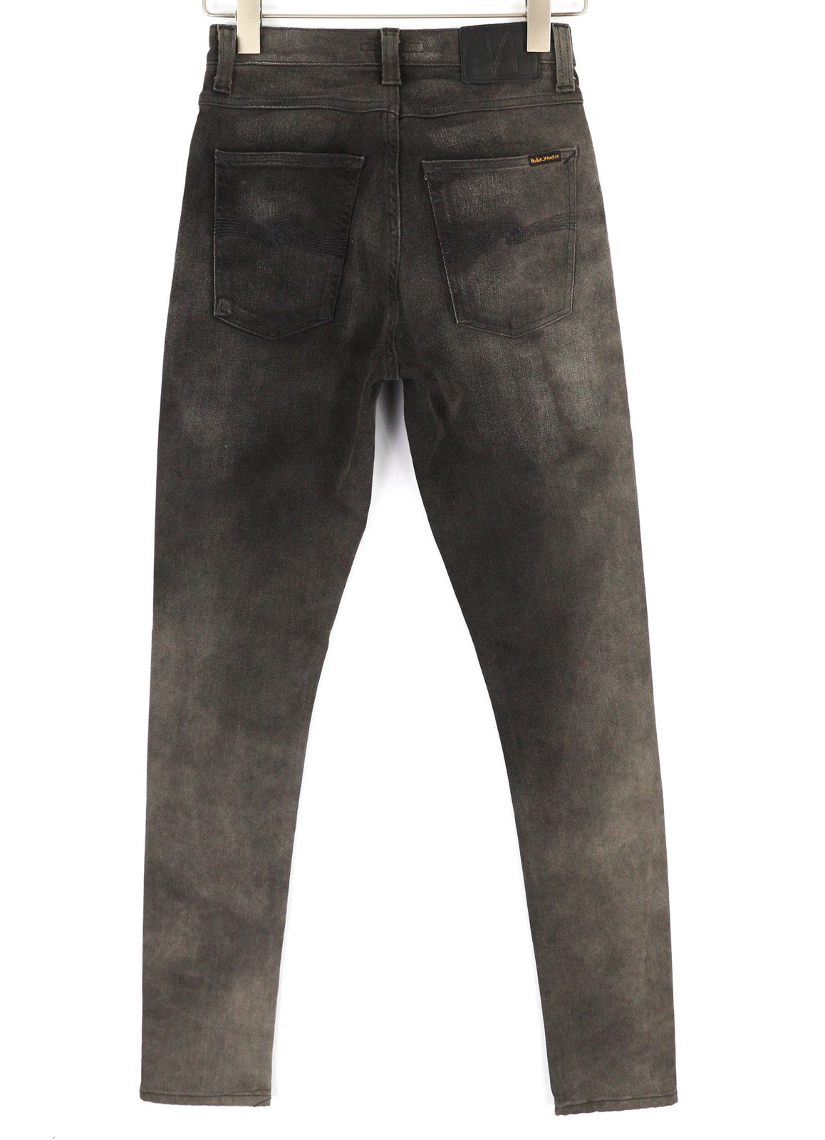 NUDIE Pipe Led Men Jeans W28/L32 Grey Marble Organic Skinny Fit Washed Zip Dark