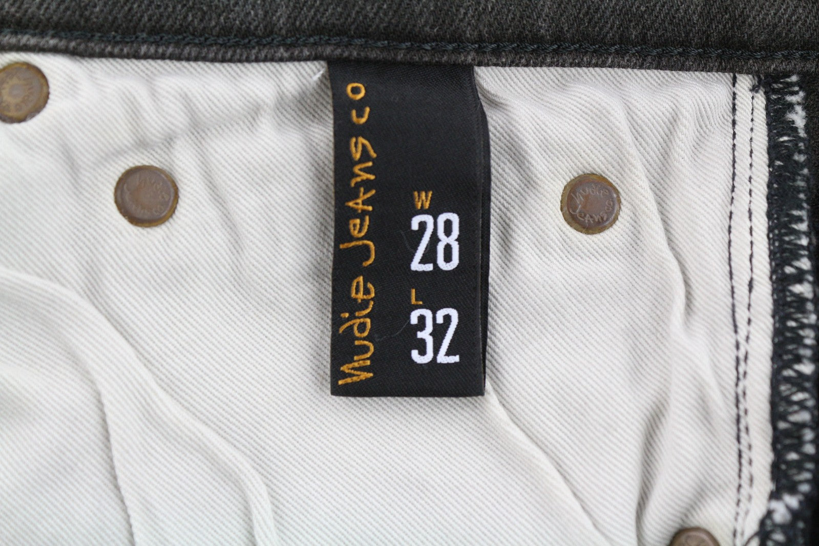 NUDIE Pipe Led Men Jeans W28/L32 Grey Marble Organic Skinny Fit Washed Zip Dark