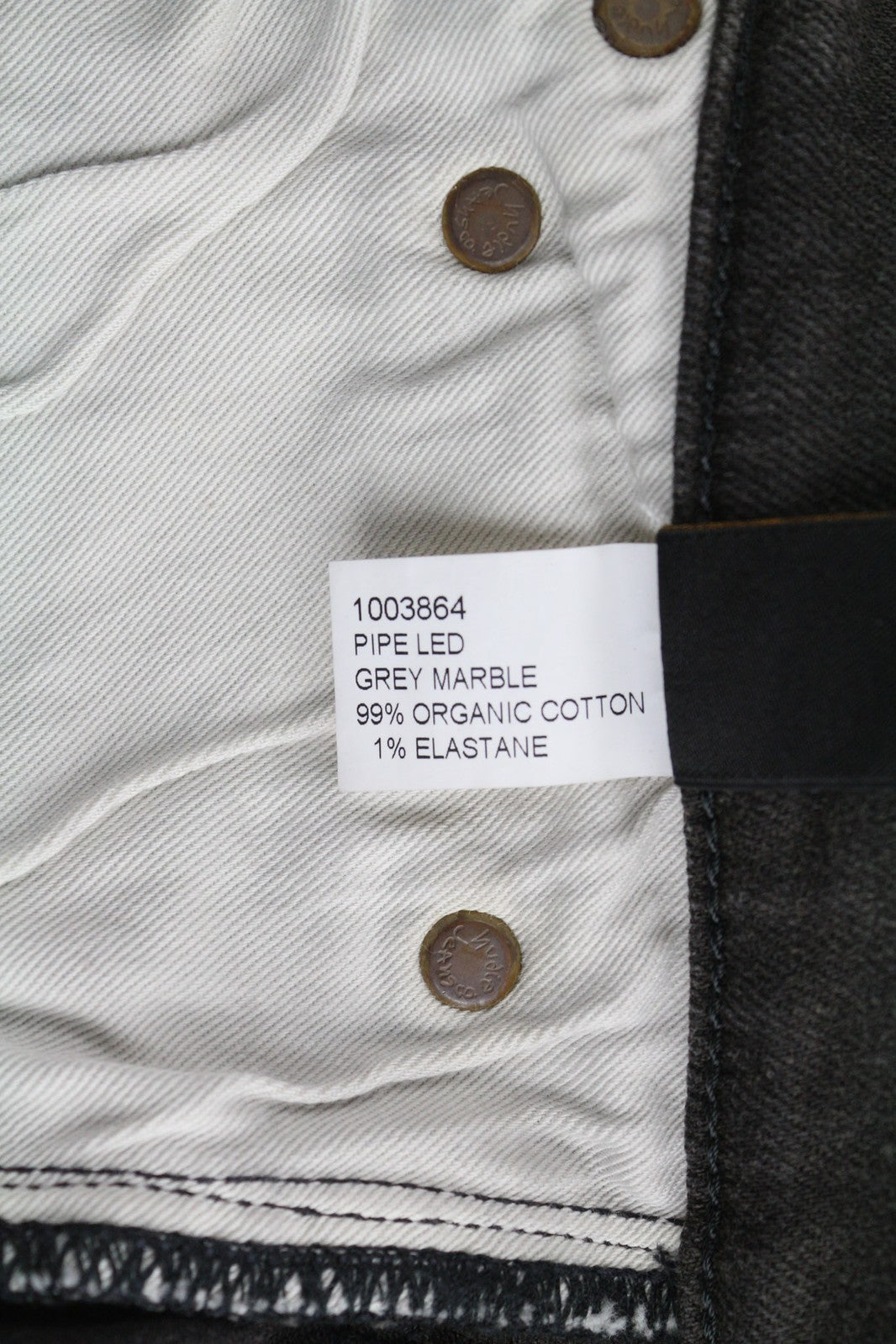 NUDIE Pipe Led Men Jeans W28/L32 Grey Marble Organic Skinny Fit Washed Zip Dark