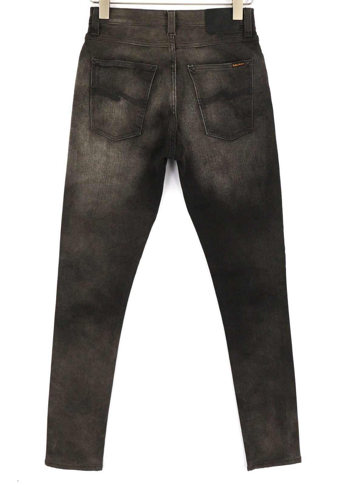 NUDIE Pipe Led Men Jeans W29/L32 Grey Marble Organic Skinny Fit Washed Zip Dark