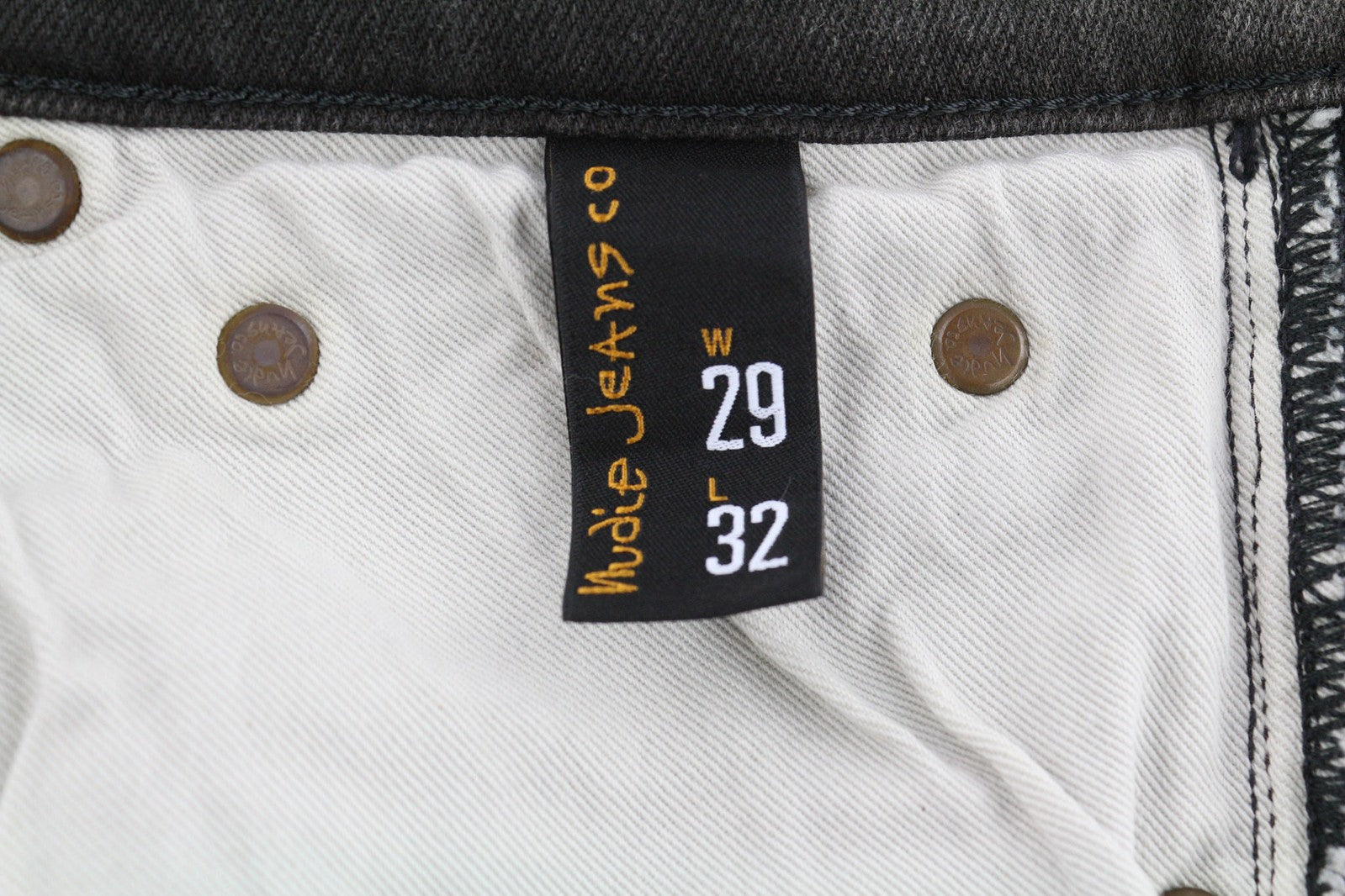 NUDIE Pipe Led Men Jeans W29/L32 Grey Marble Organic Skinny Fit Washed Zip Dark