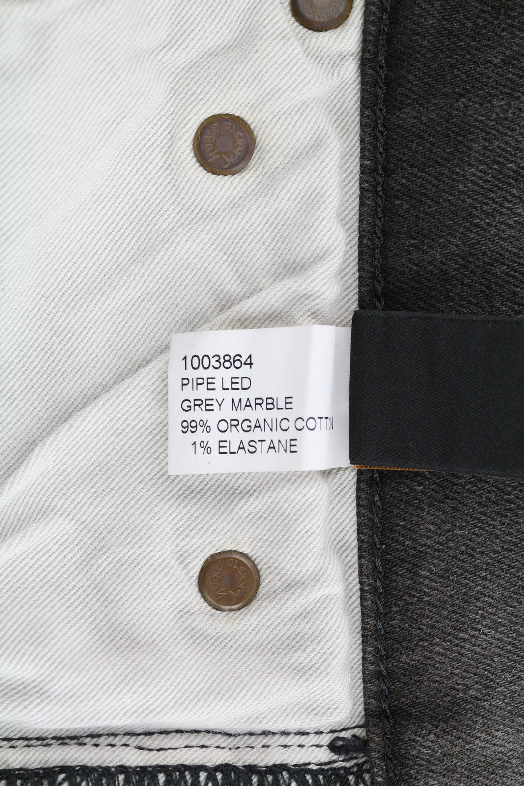 NUDIE Pipe Led Men Jeans W29/L32 Grey Marble Organic Skinny Fit Washed Zip Dark