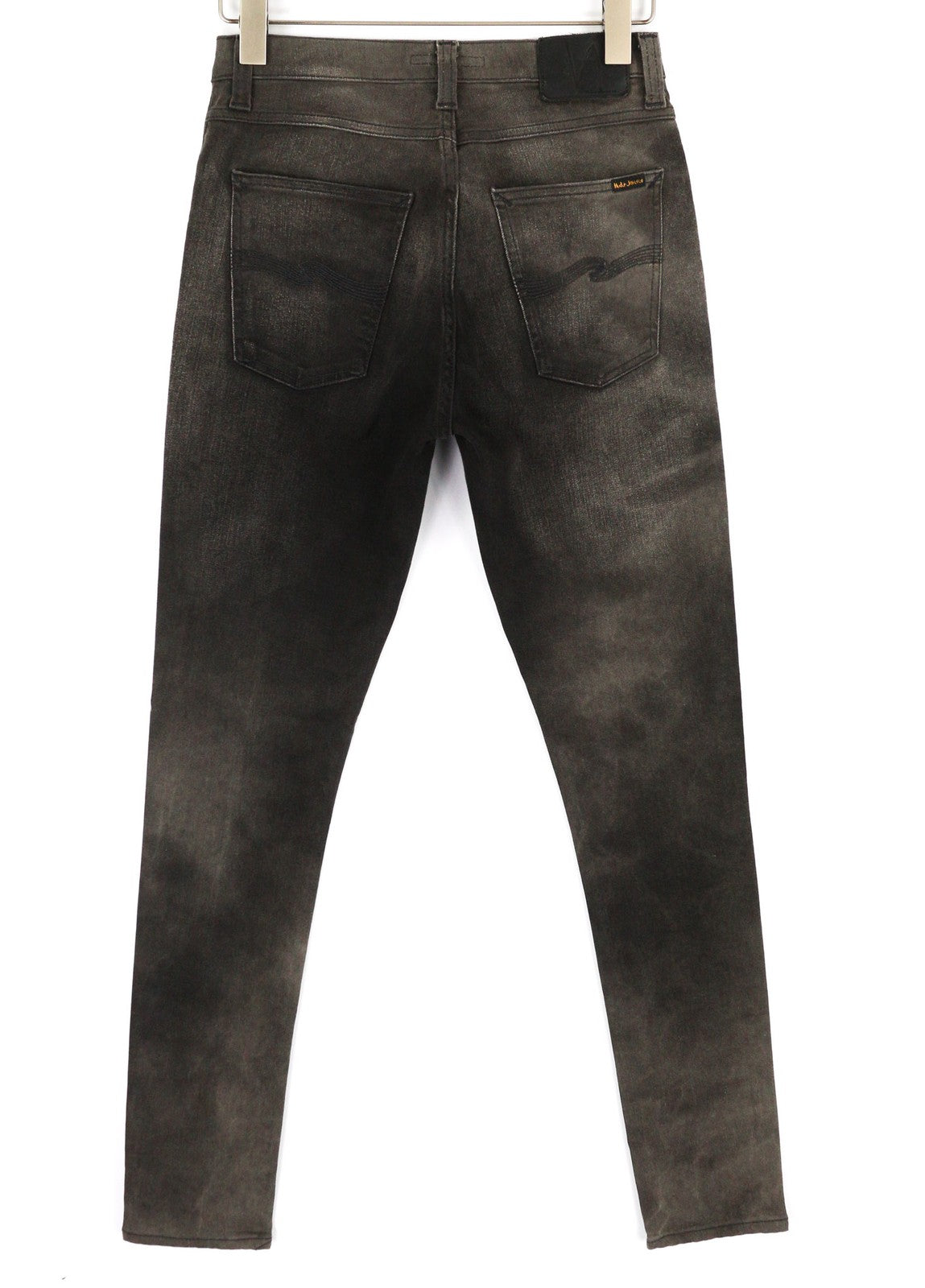 NUDIE Pipe Led Men Jeans W29/L32 Grey Marble Organic Skinny Washed Zip Fly Dark