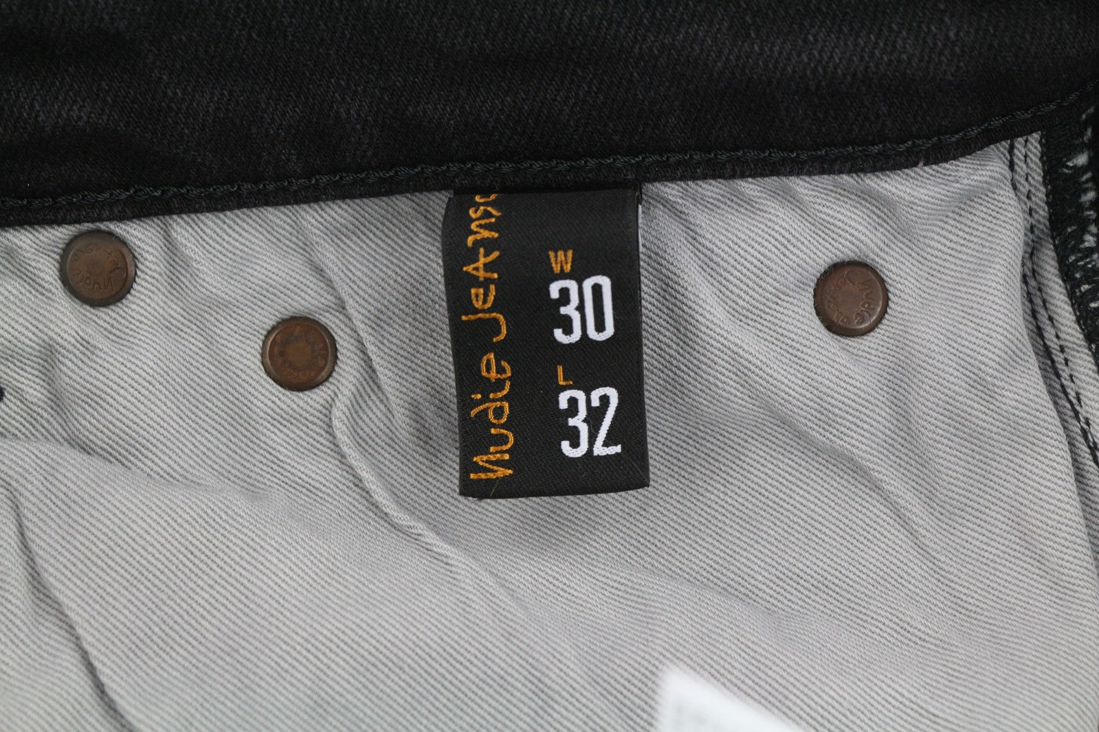 NUDIE Skinny Lin Men Jeans W30/L32 Used Black Organic Washed Zip Fly Logo Dark