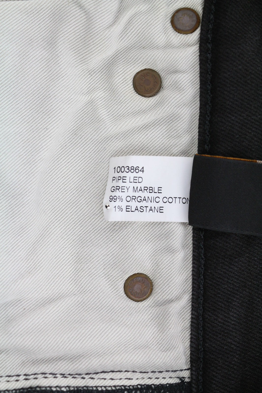 NUDIE Pipe Led Men Jeans W30/L30 Grey Marble Organic Skinny Washed Zip Fly Dark