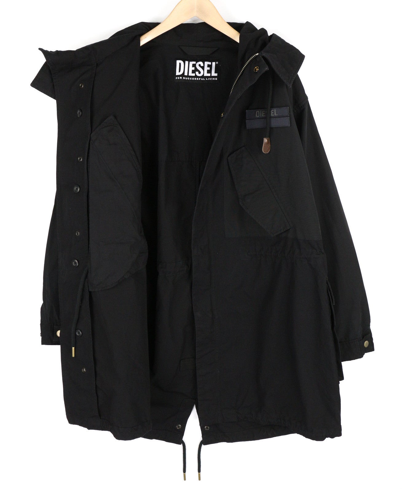 DIESEL W-Miles vyriška striukė M, juoda, parka, su gobtuvu, be pamušalo, lengva, RRP 475 € 