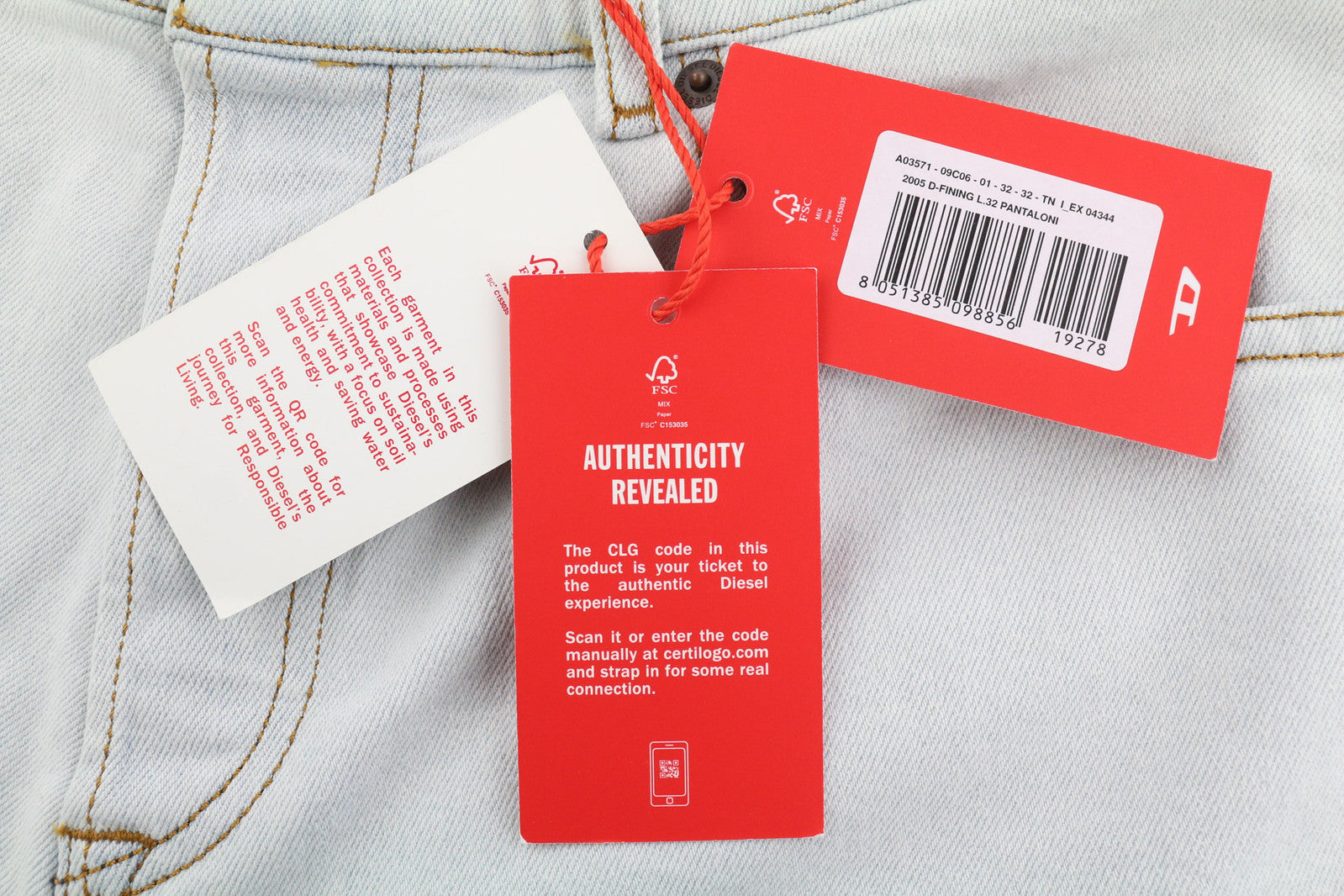 DIESEL 2005 D-Fining 09C06 vyriški džinsai W32/L32 įprasto kirpimo, siaurėjančiomis klešnėmis, vidutinio juosmens.