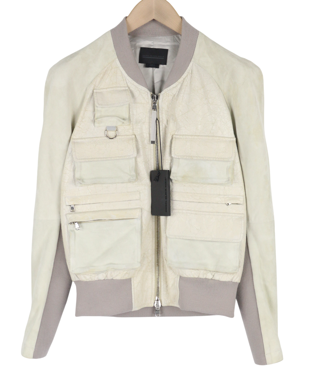 DIESEL BLACK GOLD L-Cerite moteriška striukė, 42, sendinto stiliaus ožkos odos bomber stiliaus. 