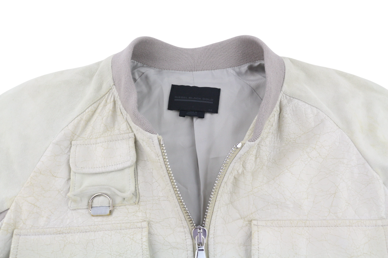 DIESEL BLACK GOLD L-Cerite moteriška striukė, 42, sendinto stiliaus ožkos odos bomber stiliaus. 