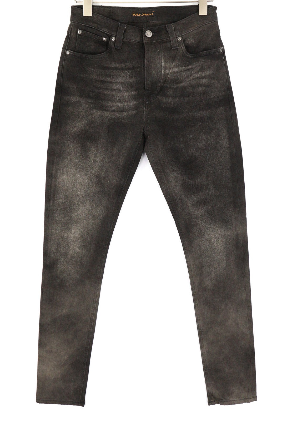 NUDIE Pipe Led Men Jeans W30/L32 Grey Marble Organic Skinny Fit Washed Zip Dark