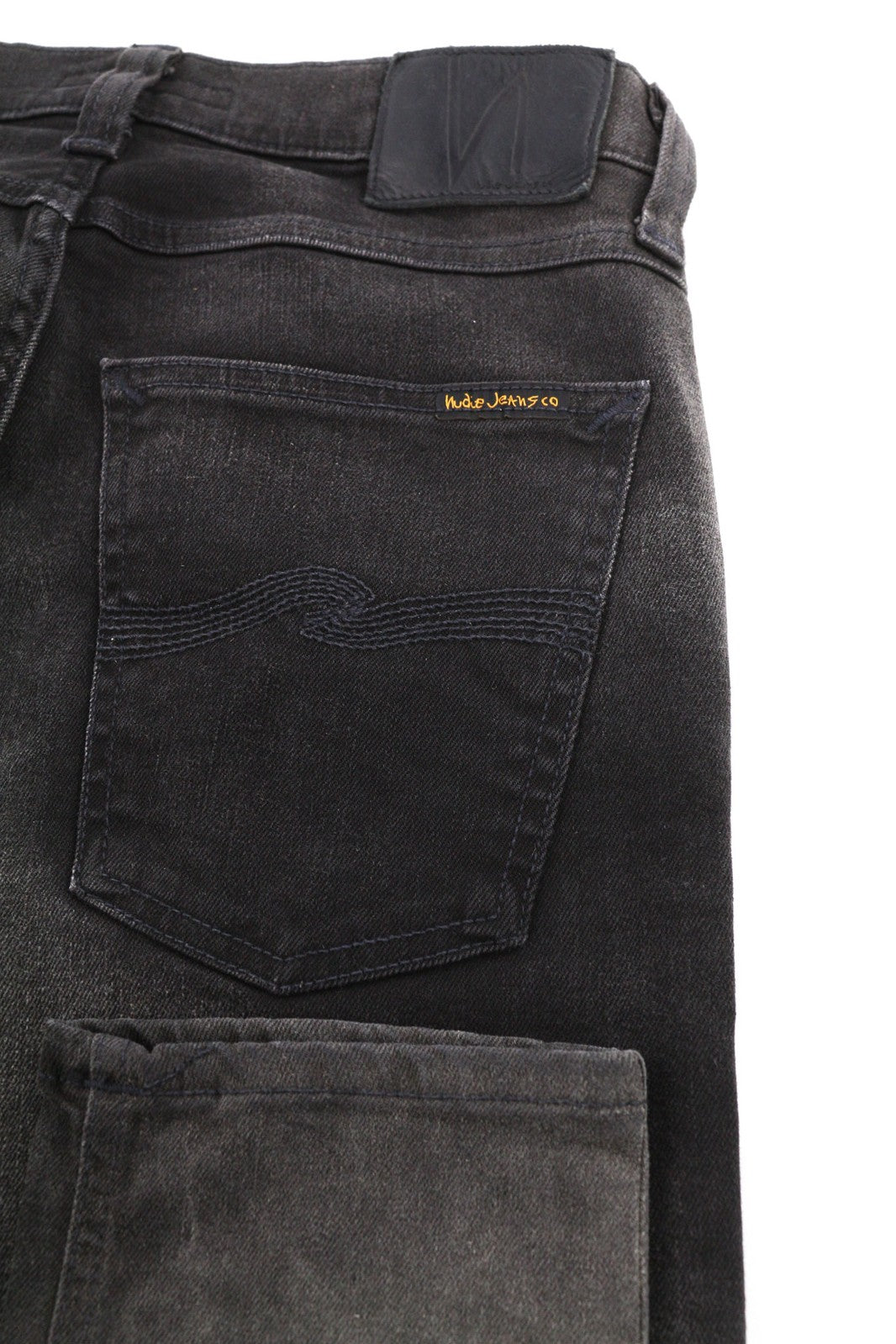 NUDIE Pipe Led Men Jeans W30/L32 Grey Marble Organic Skinny Fit Washed Zip Dark