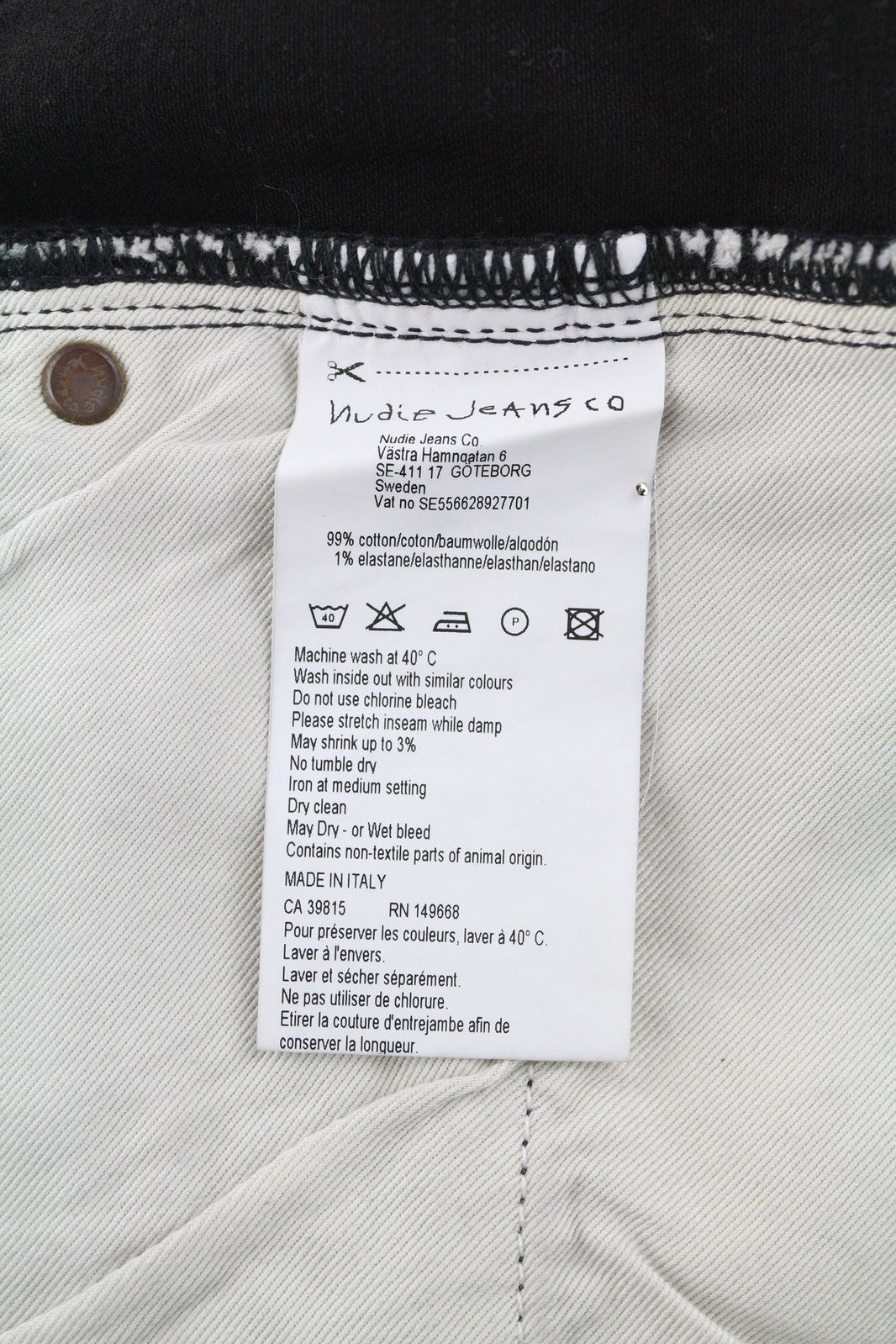 NUDIE Pipe Led Men Jeans W30/L32 Grey Marble Organic Skinny Fit Washed Zip Dark