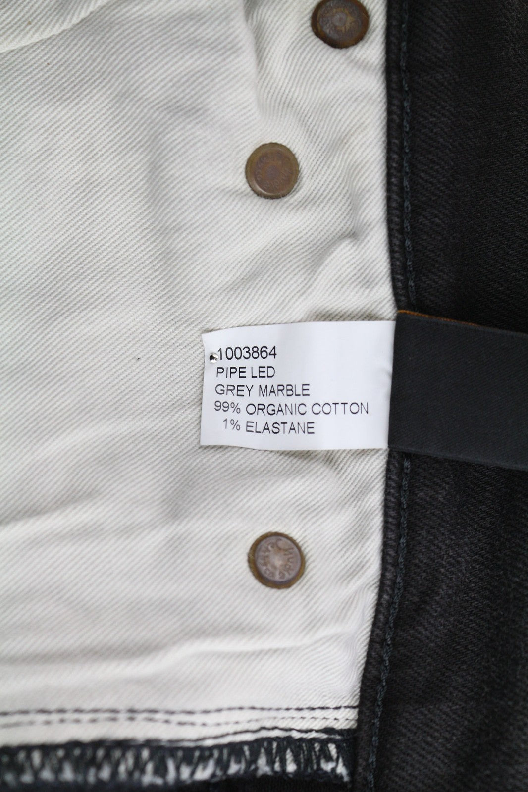 NUDIE Pipe Led Men Jeans W30/L32 Grey Marble Organic Skinny Fit Washed Zip Dark