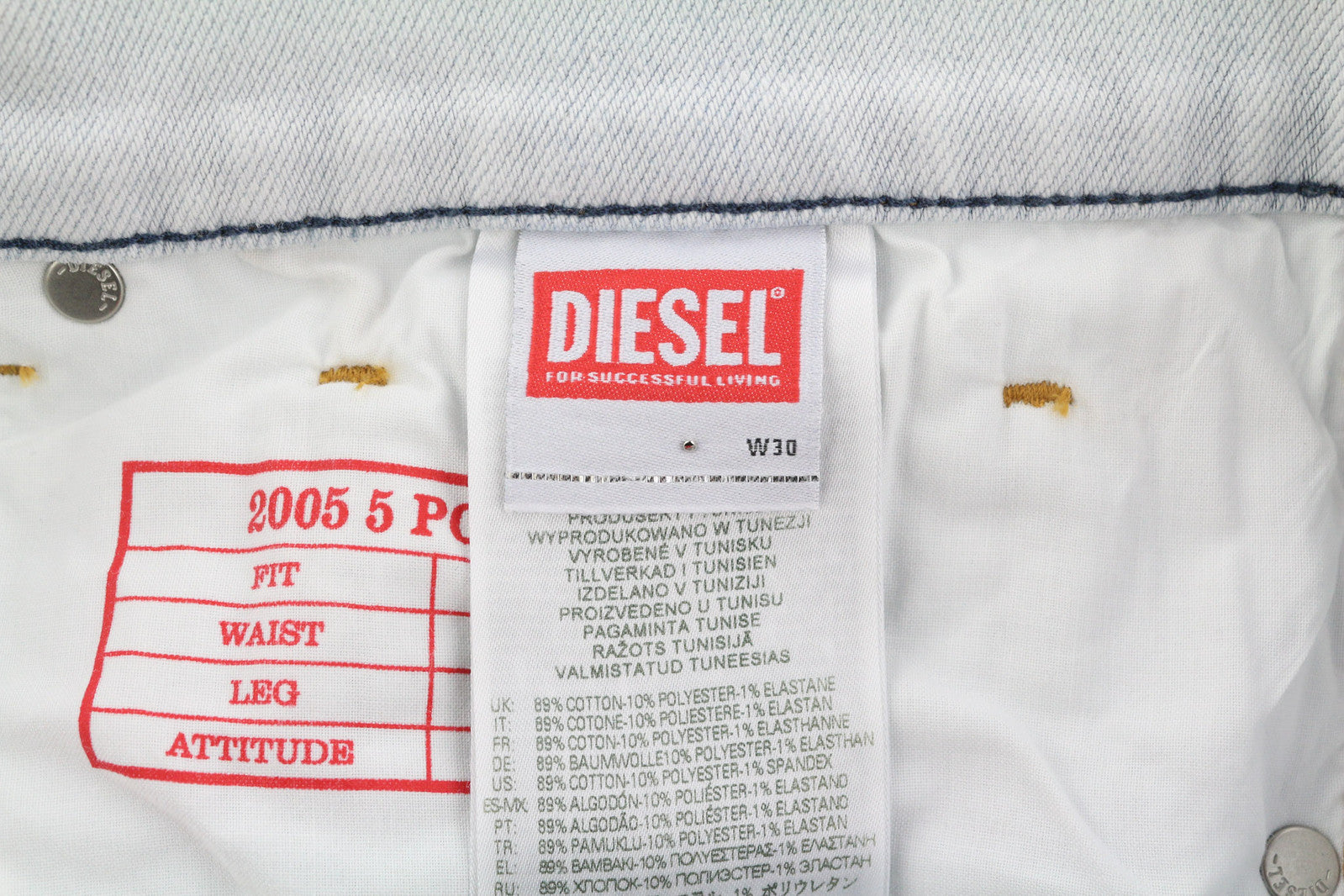 DIESEL 2005 D-Fining 09C06 vyriški džinsai W30/L32 įprasto kirpimo, siaurėjančiomis klešnėmis, vidutinio juosmens aukštyje 