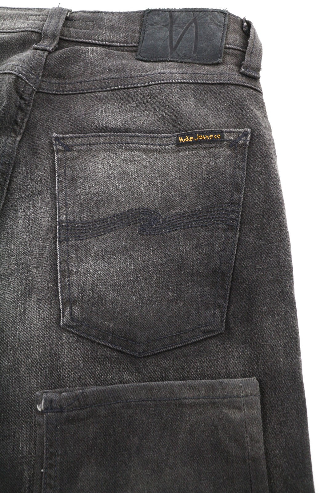 NUDIE Pipe Led Men Jeans W30/L32 Grey Marble Organic Skinny Fit Washed Zipper