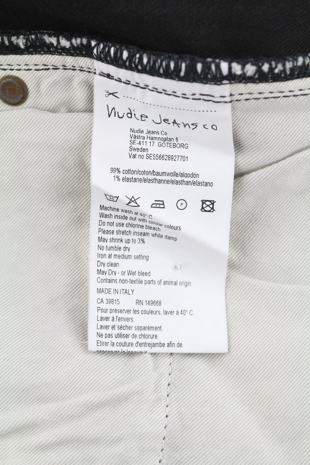 NUDIE Pipe Led Men Jeans W30/L32 Grey Marble Organic Skinny Fit Washed Zip Logo