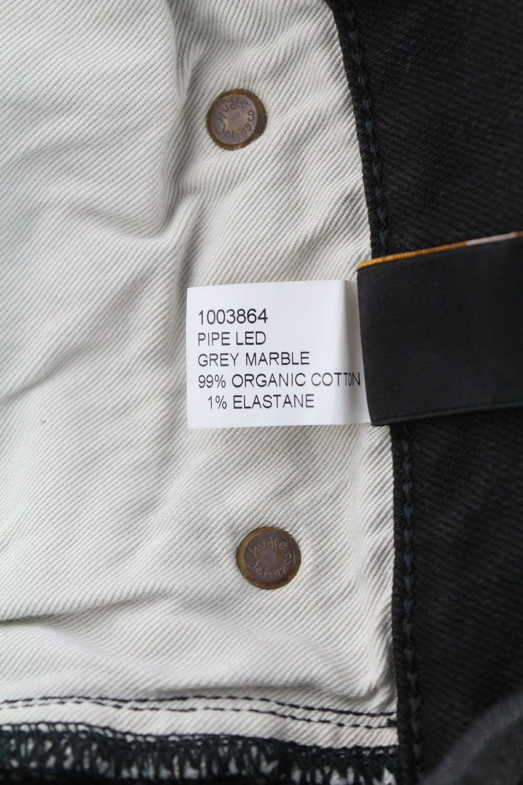 NUDIE Pipe Led Men Jeans W30/L32 Grey Marble Organic Skinny Fit Washed Zip Logo