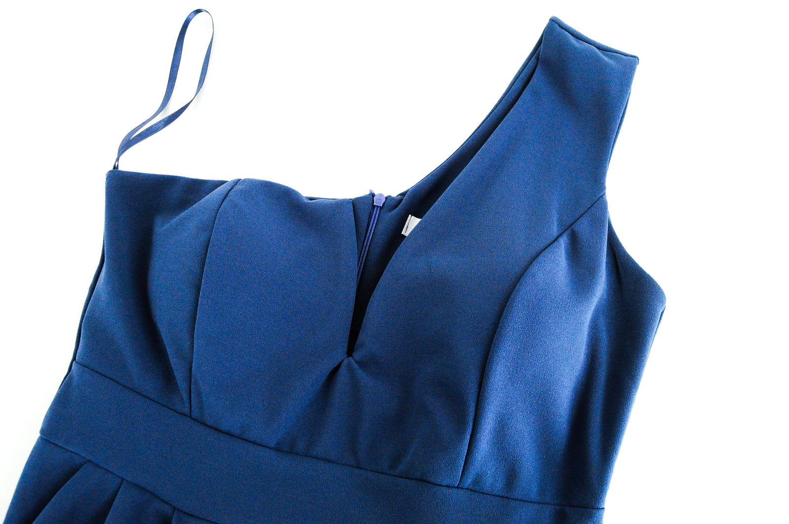 WALG moteriškas kombinezonas XL dydžio, mėlynas, klostuotas, tamprios paminkštintos liemenėlės stilius ant vieno peties. 