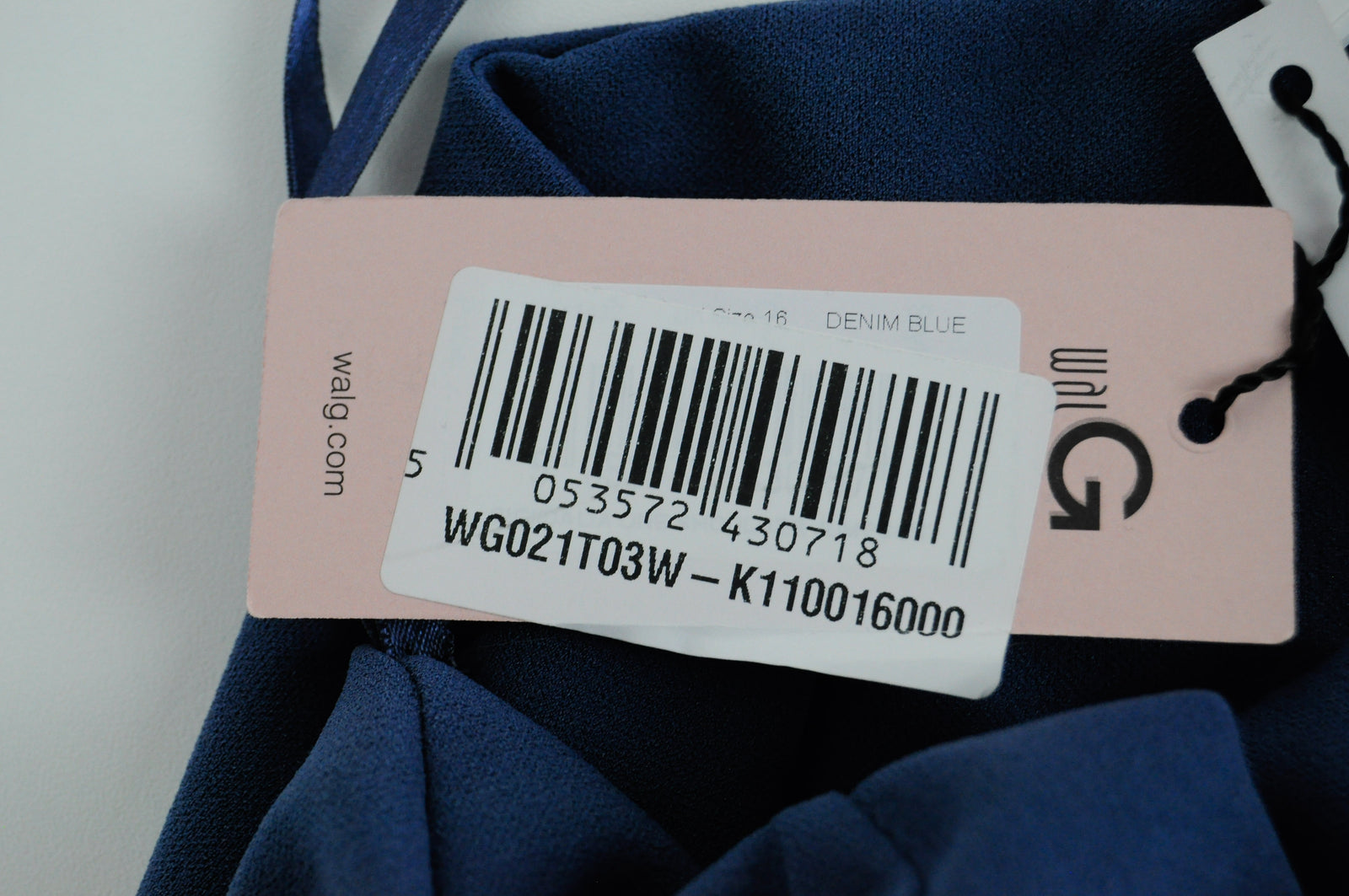 WALG moteriškas kombinezonas XL dydžio, mėlynas, klostuotas, tamprios paminkštintos liemenėlės stilius ant vieno peties. 