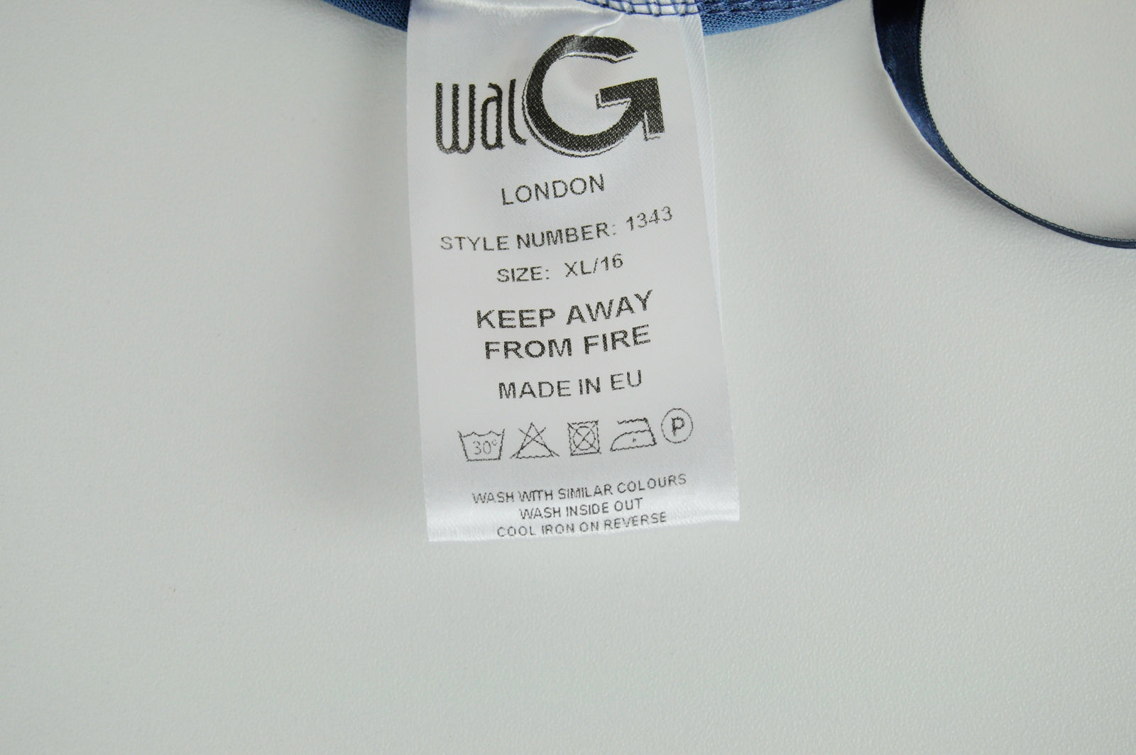 WALG moteriškas kombinezonas XL dydžio, mėlynas, klostuotas, tamprios paminkštintos liemenėlės stilius ant vieno peties. 