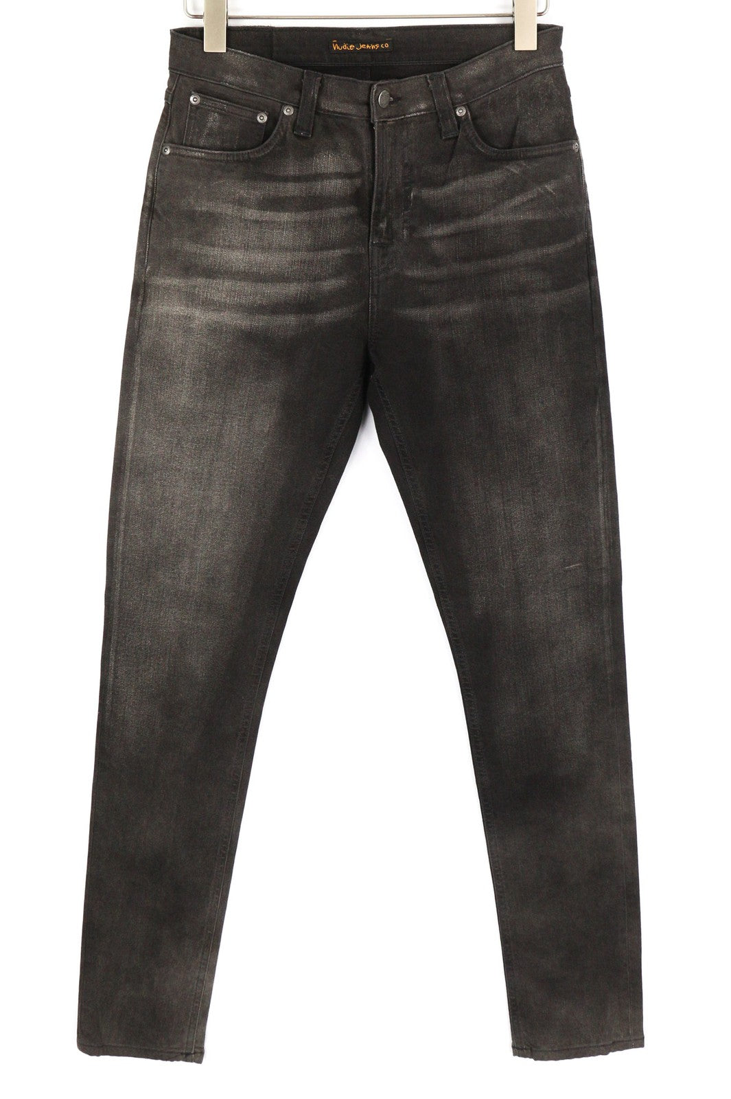 NUDIE Pipe Led Men Jeans W30/L32 Grey Marble Organic Skinny Fit Washed Zip Fly