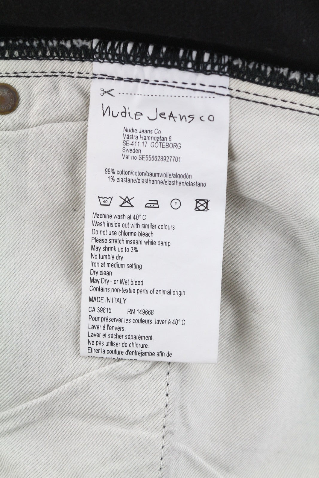 NUDIE Pipe Led Men Jeans W30/L32 Grey Marble Organic Skinny Fit Washed Zip Fly