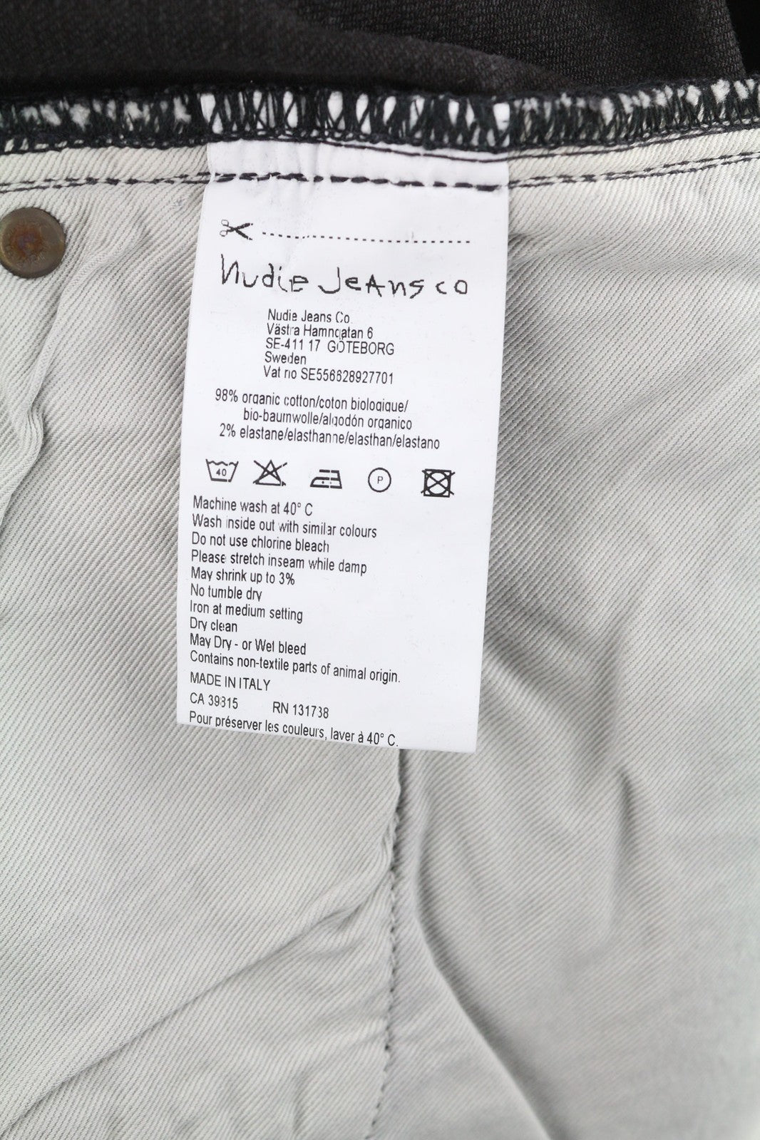 NUDIE Skinny Lin Men Jeans W30/L32 Used Black Organic Ripped Washed Zip Fly Logo