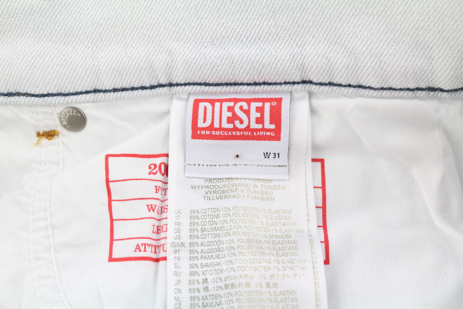 DIESEL 2005 D-Fining 09C06 vyriški džinsai W31/L34 įprasto kirpimo, siaurėjančiomis klešnėmis, vidutinio juosmens aukštyje 