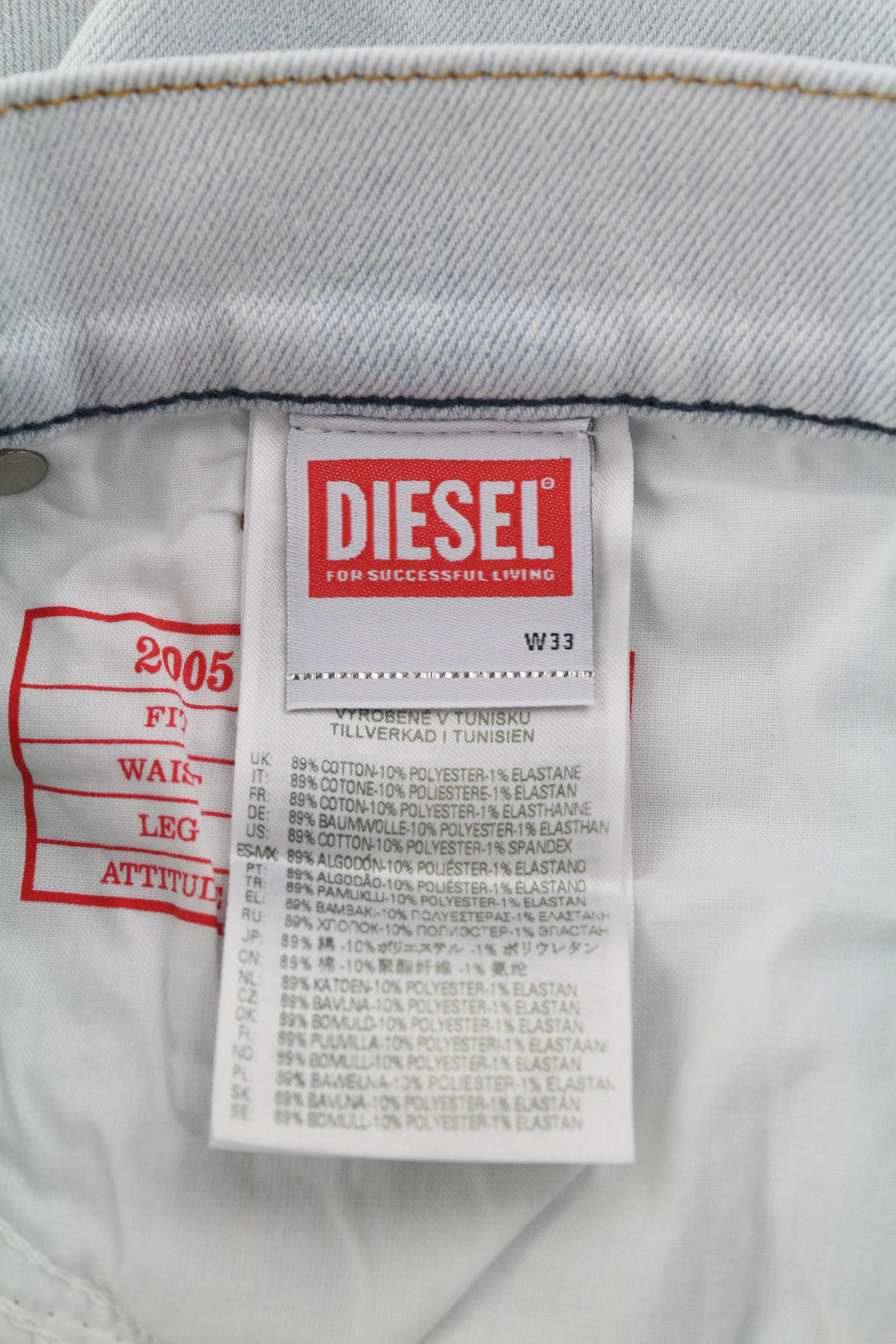 DIESEL 2005 D-Fining 09C06 vyriški džinsai W33/L34 įprasto kirpimo, siaurėjančiomis klešnėmis, vidutinio juosmens aukštyje 