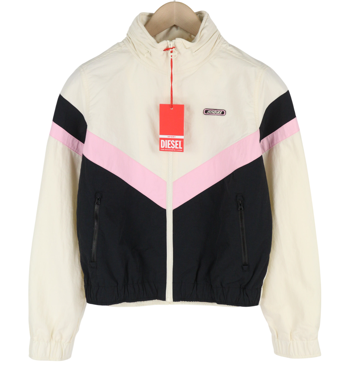 DIESEL Awwt-Swiftor-HT24 Women Jacket M Hidden Hood Mesh Lined Logo RRP€195