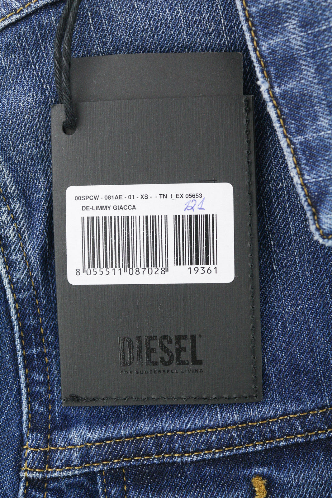 DIESEL De-Limmy moteriška striukė XS, džinso mėlyna, skalbta, su sagomis, plėšyta apykakle 