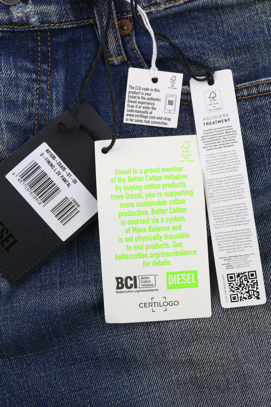 DIESEL D-Fining Z9A05 vyriški džinsai W30/L32 siaurėjantys, tamprūs, skalbtos mėlynos spalvos, rekomenduojama kaina – 225 € 