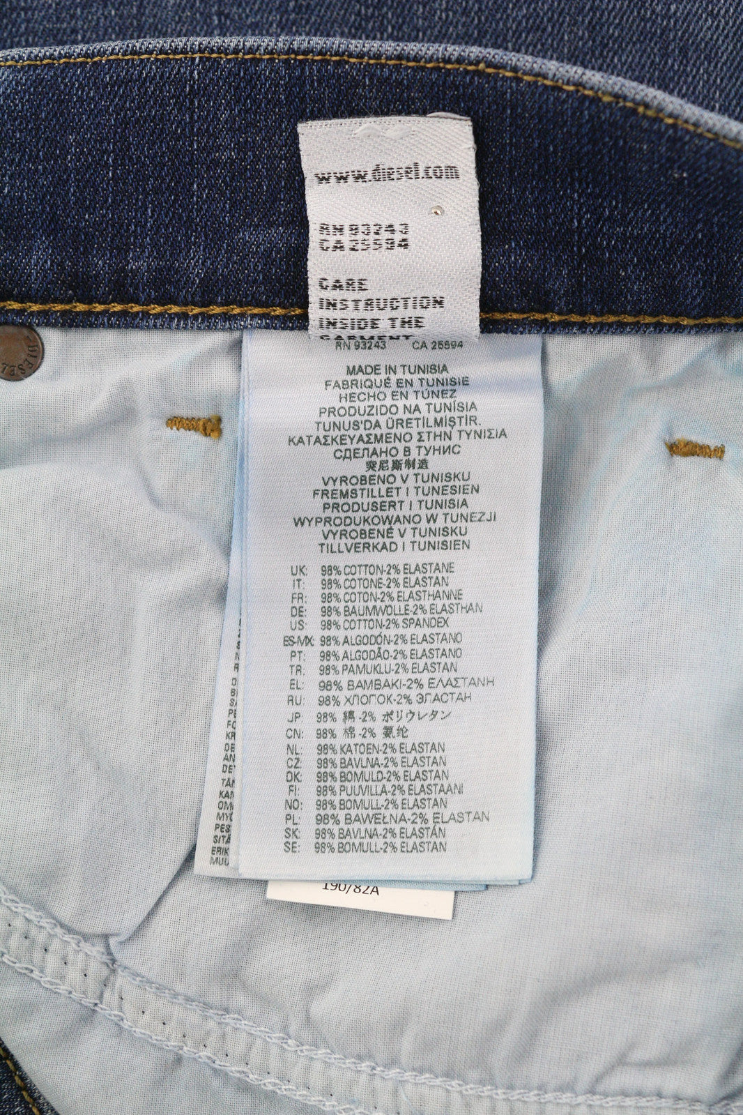 DIESEL D-Fining 09B06 vyriški džinsai W31/L34 siaurėjantys, tamprūs, su sagomis, skalbti džinsai