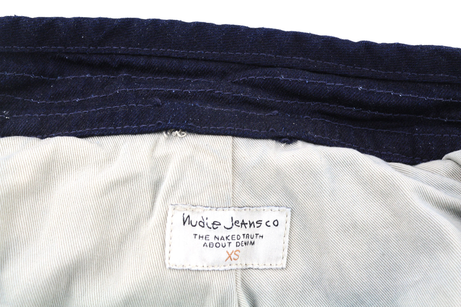 NUDIE JEANS Julius vyriška striukė XS, organinio pagrindo, mėlyna, su sagomis, kišenėmis, pamušalu ir logotipu 
