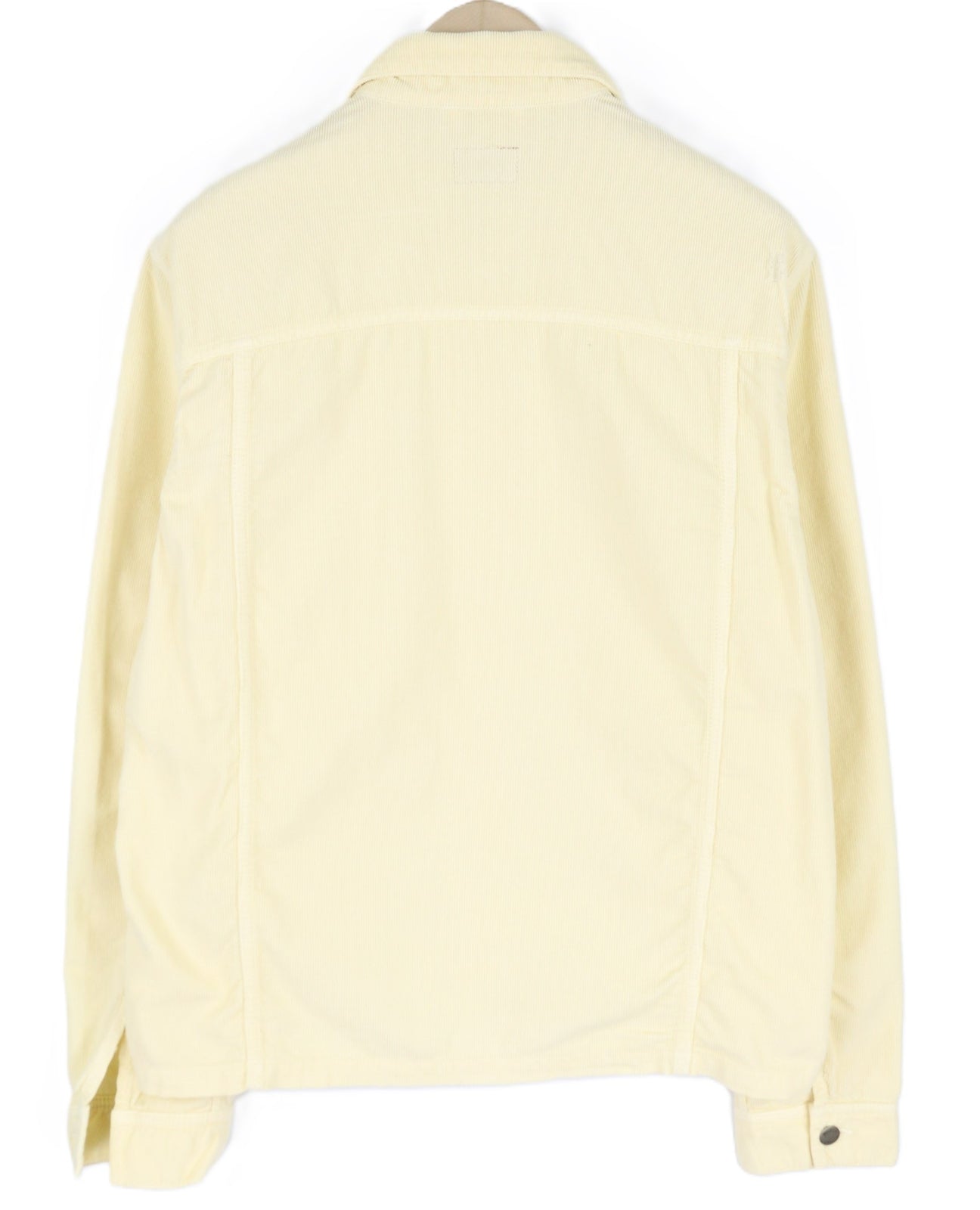 NUDIE JEANS Ronny vyriška striukė L dydžio, dulkėtai balta, ekologiškos medvilnės velveto, su logotipu ir sagomis. 