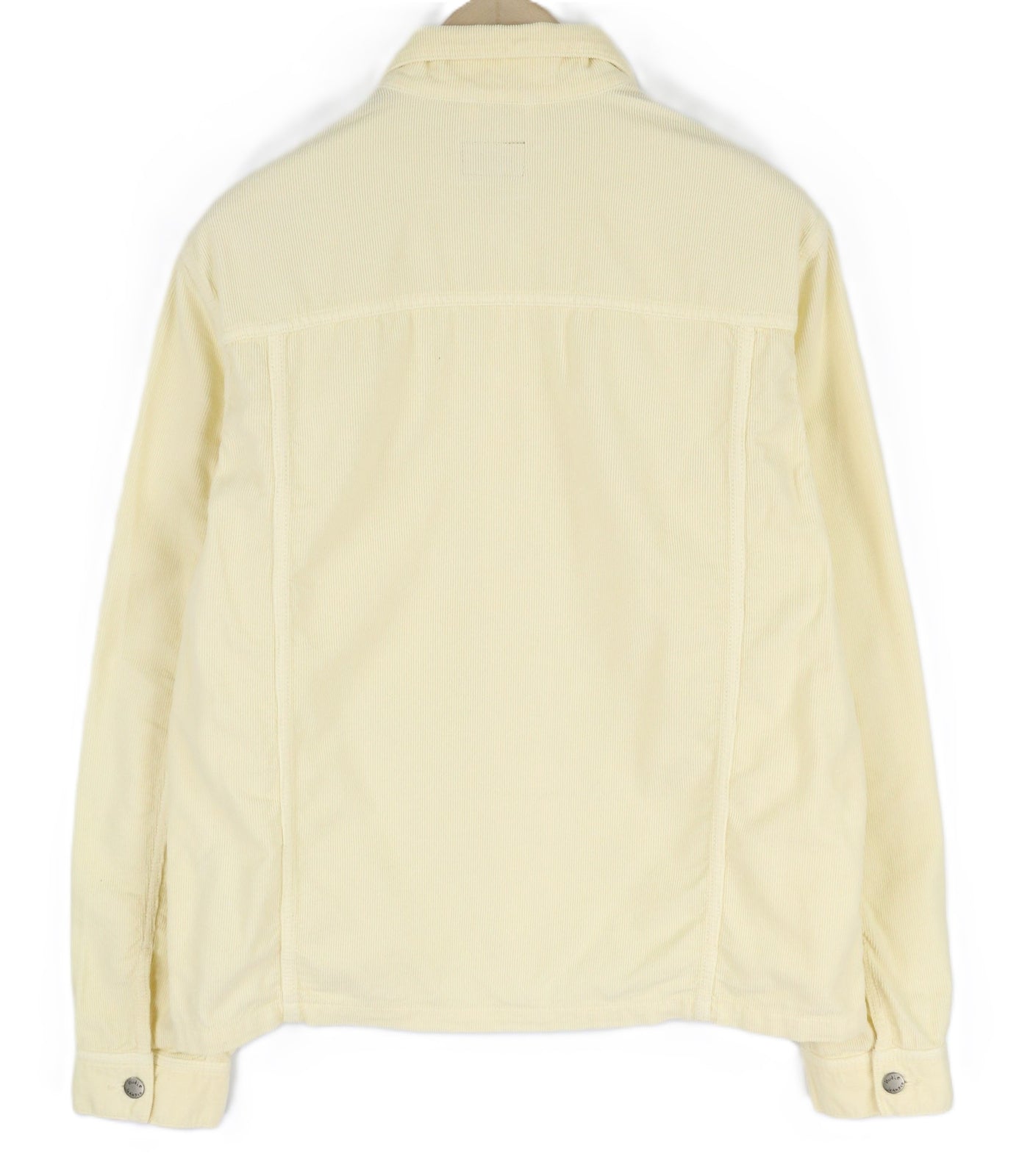 NUDIE JEANS Ronny vyriška striukė M, dulkėtos baltos spalvos, ekologiškos medvilnės velvetas su logotipu ir sagomis 