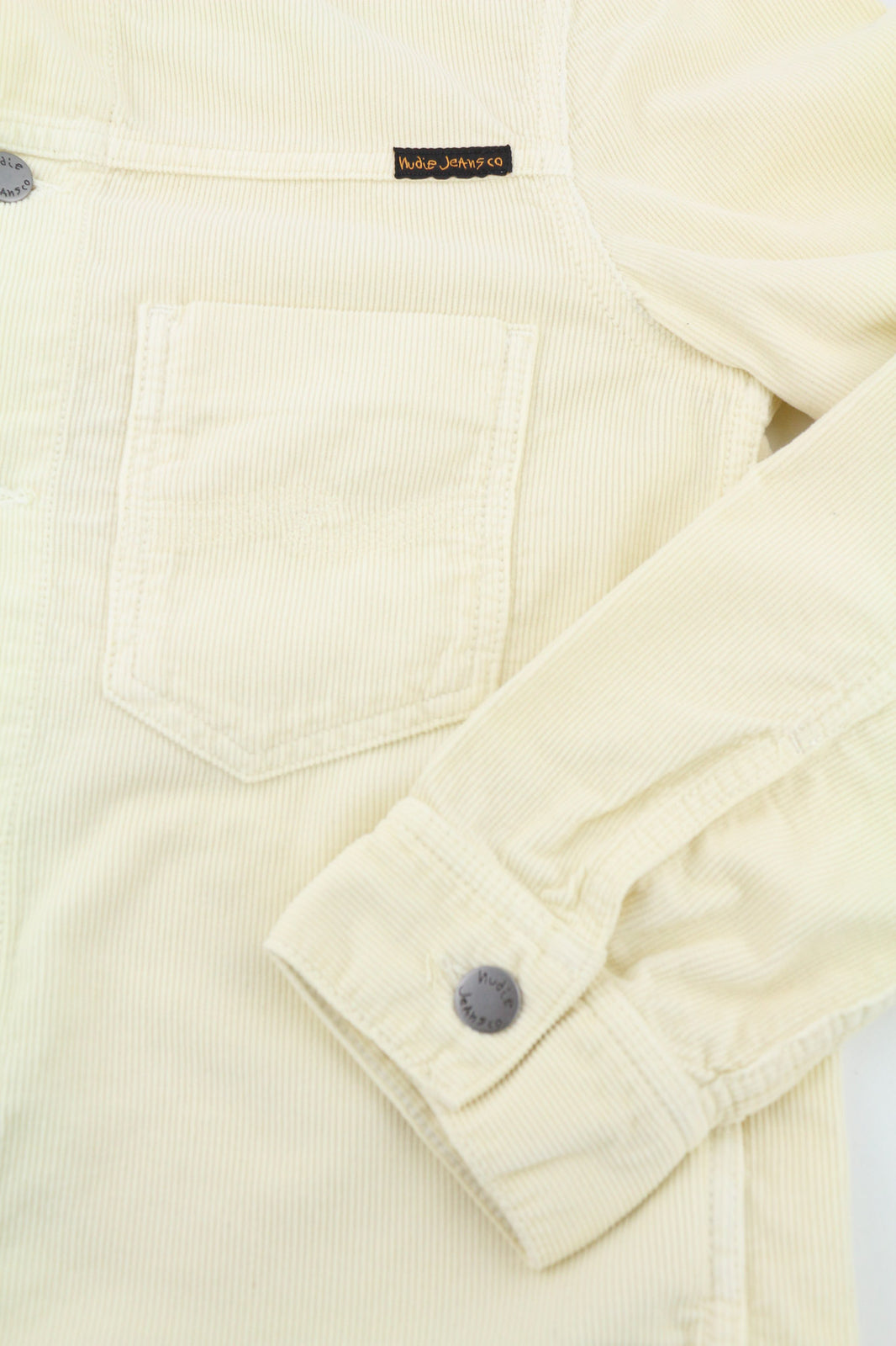 NUDIE JEANS Ronny Men Jacket S Dusty White Organic Cotton Corduroy Buttoned