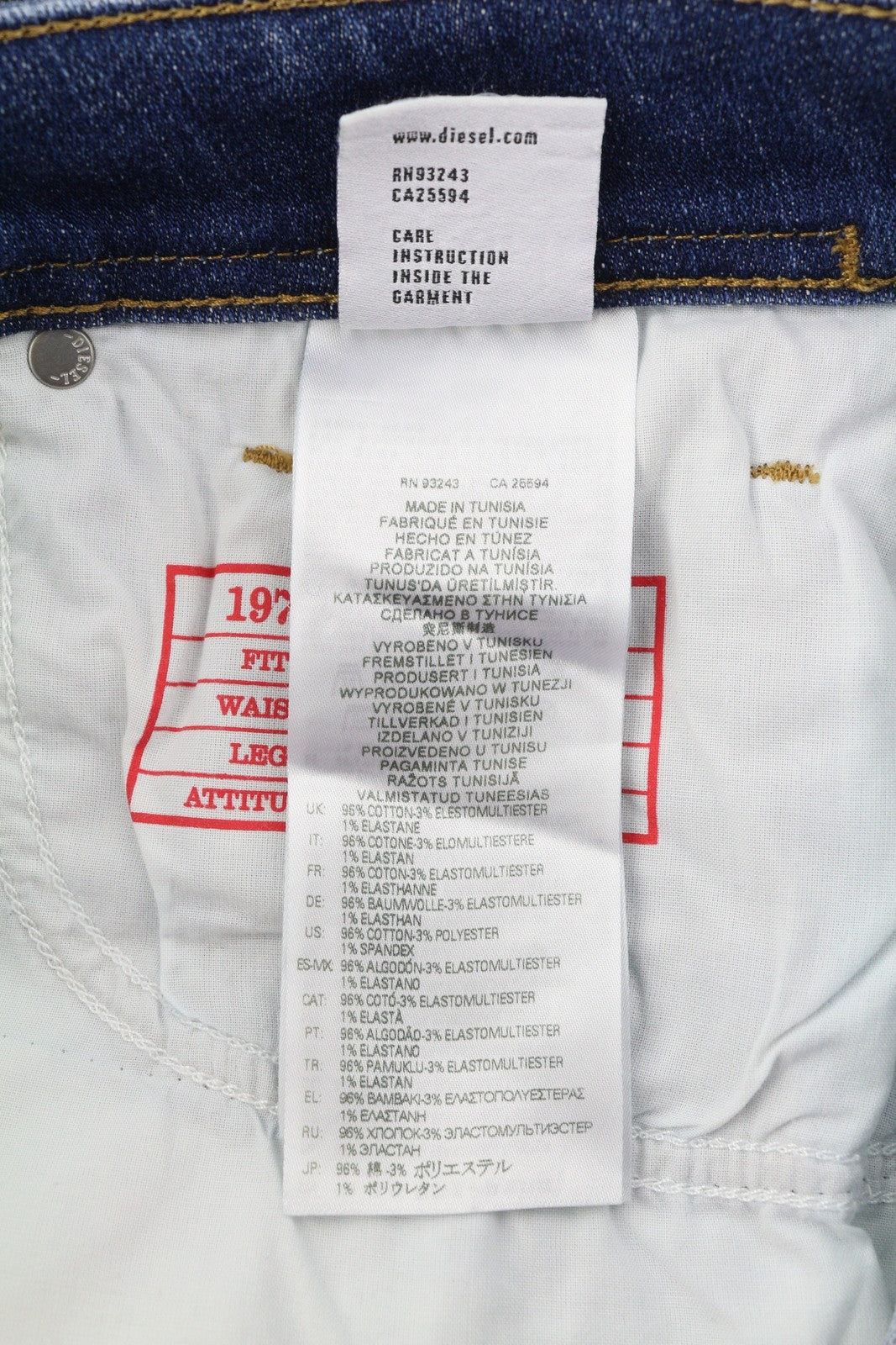 DIESEL 1979 Sleenker 09G35 vyriški džinsai W34/L30 žemo juosmens, aptempti, mėlyni, RRP250