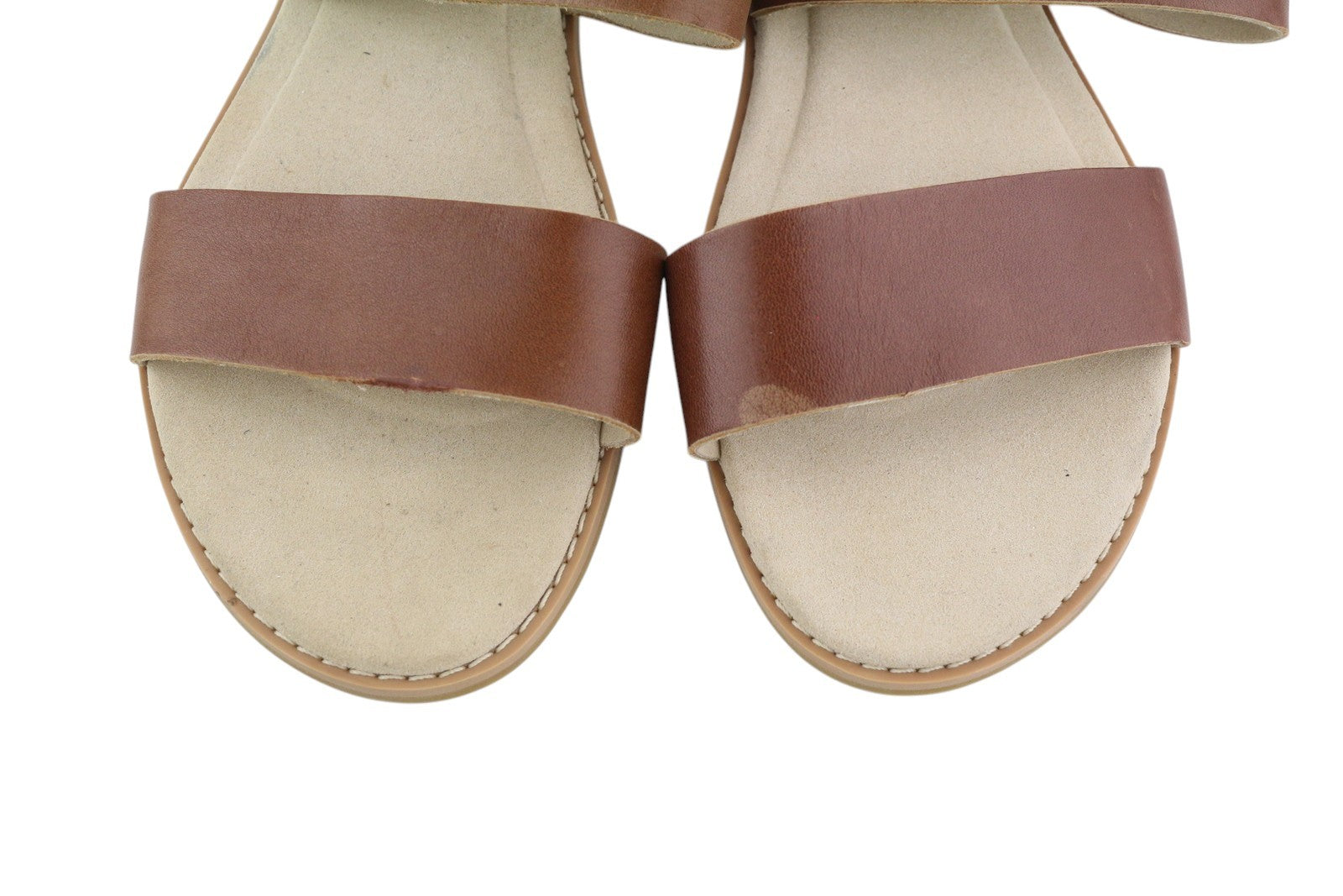 TIMBERLAND A23VZ Women Sandals EU37.5/38 Brown Leather Flats Buckle Closure Logo