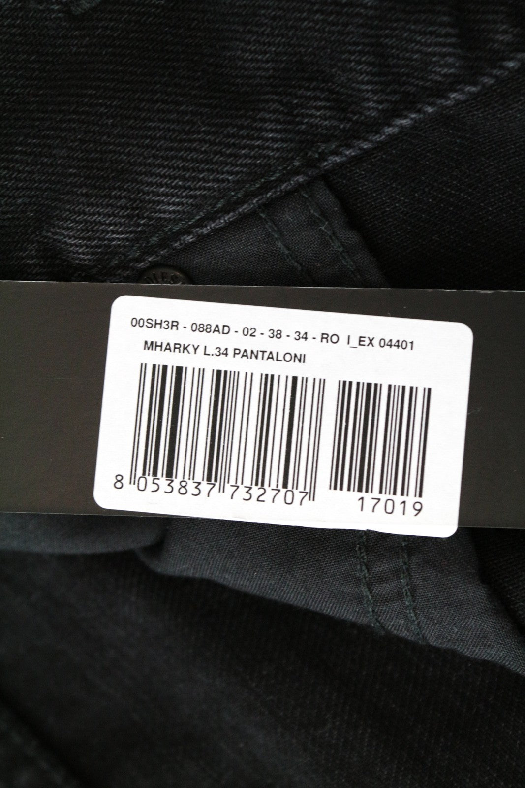 DIESEL Mharky 088AD vyriški džinsai W38 L34 Slim Skinny medvilniniai, juodi, su 5 kišenėmis 