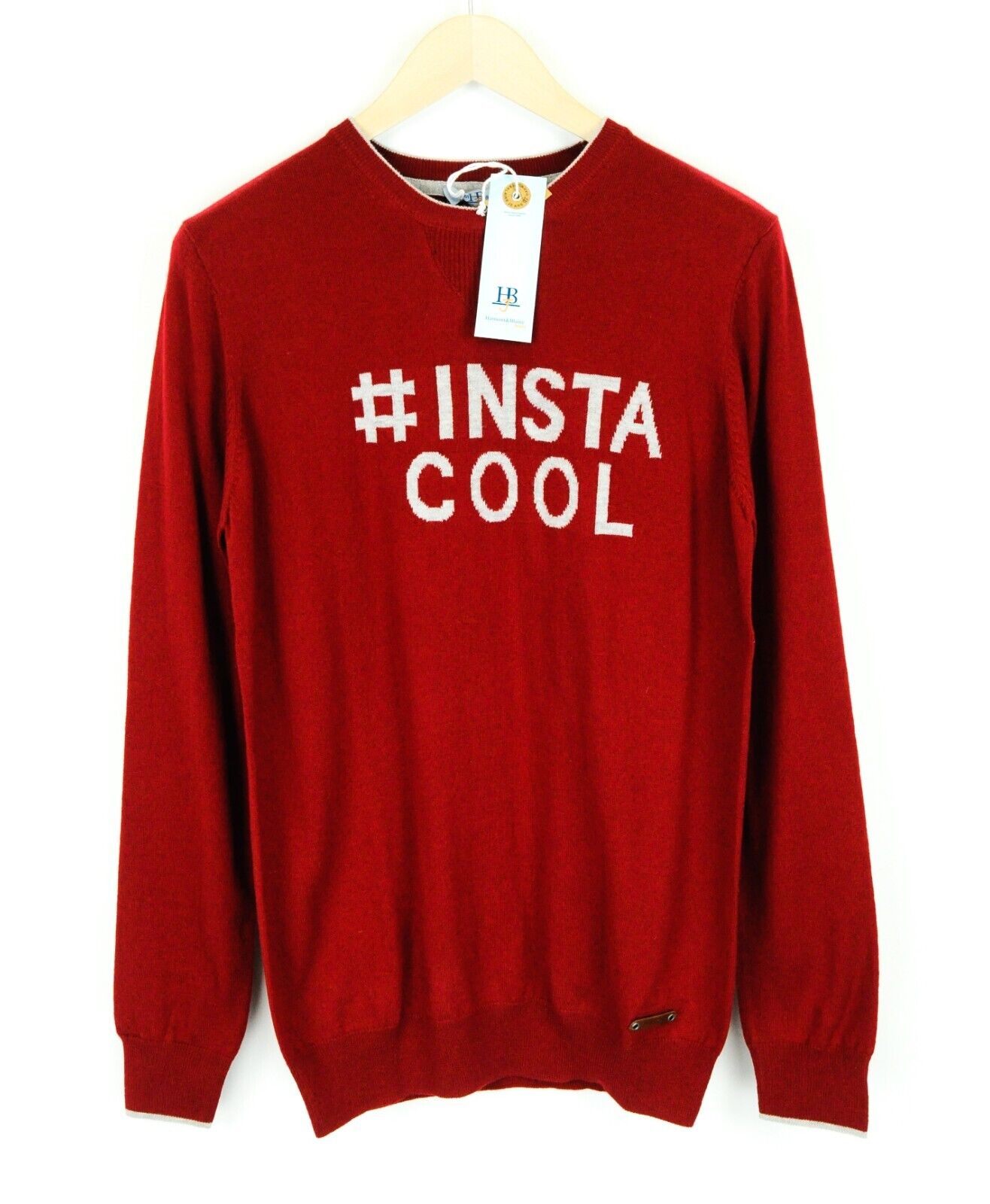 HARMONT &amp; BLAINE vyriškas džemperis M, raudonas vilnos mišinio megztinis ilgomis rankovėmis 