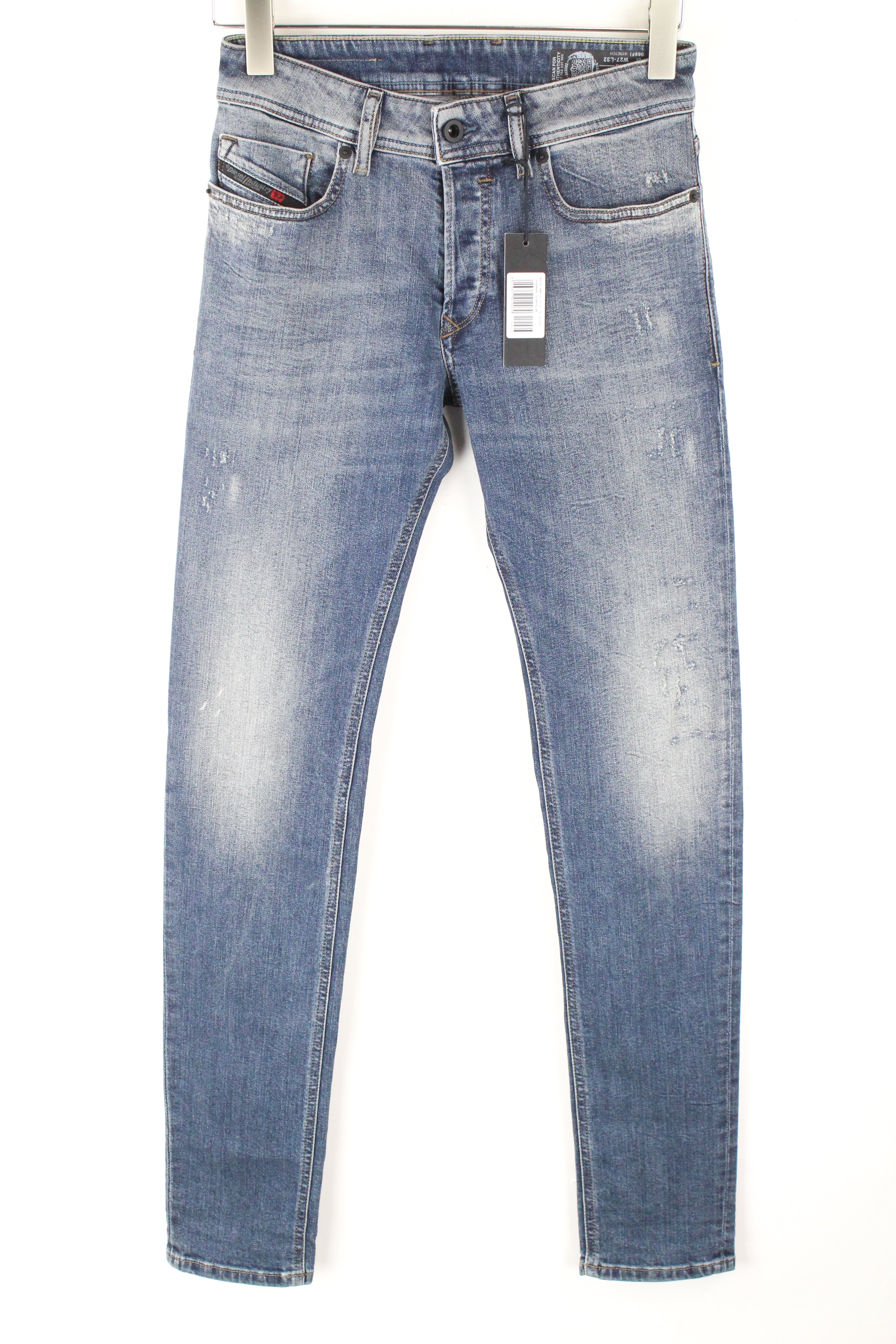 DIESEL Sleenker 069FI vyriški džinsai W27 L32 Slim Stretch Fit mėlyni skalbto džinso atspalviai 