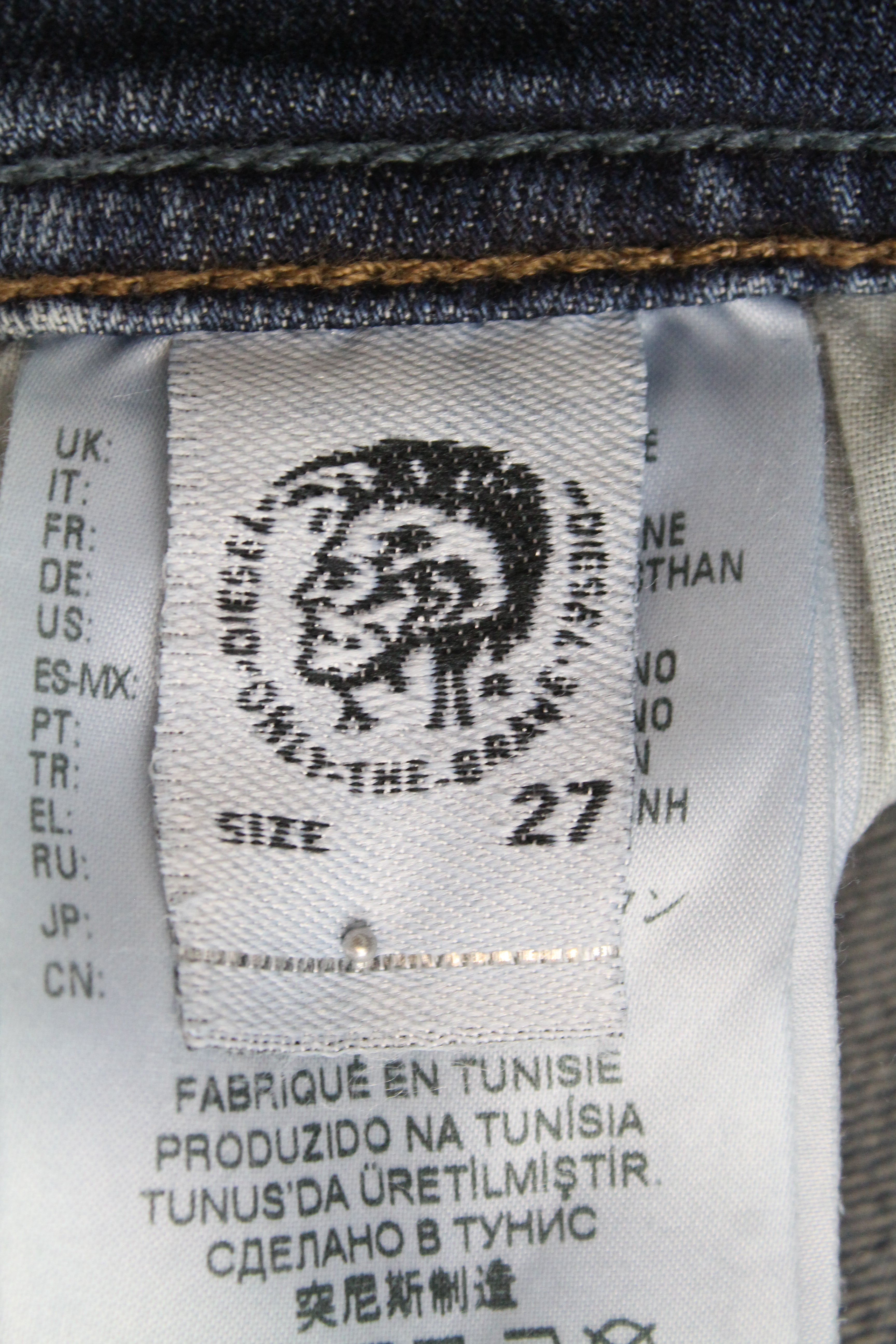 DIESEL Sleenker 069FI vyriški džinsai W27 L32 Slim Stretch Fit mėlyni skalbto džinso atspalviai 